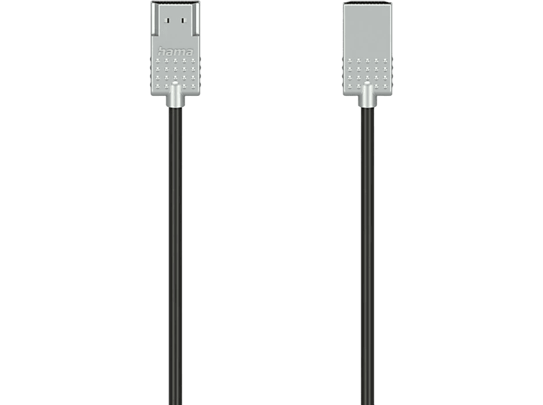 HAMA 205074 Ultra Slim HS HDMI M/M, 1m - HDMI-Kabel (Schwarz/Silber)