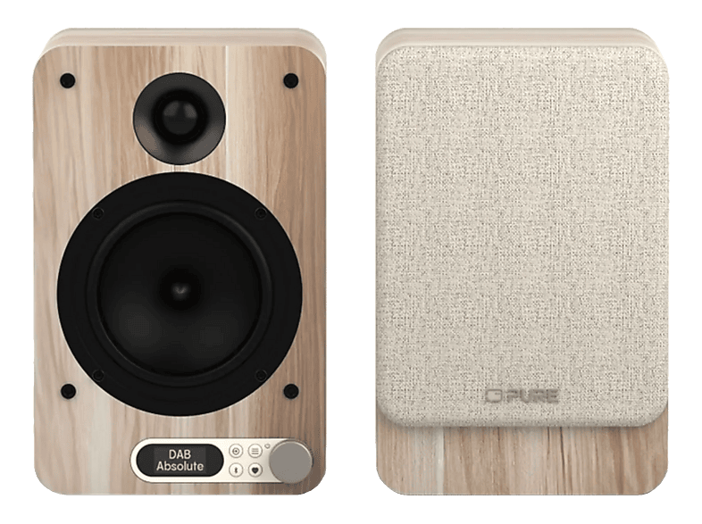 PURE Classic Active Lautsprecher mit HDMI und DAB+, Baumwollweiss/Eiche