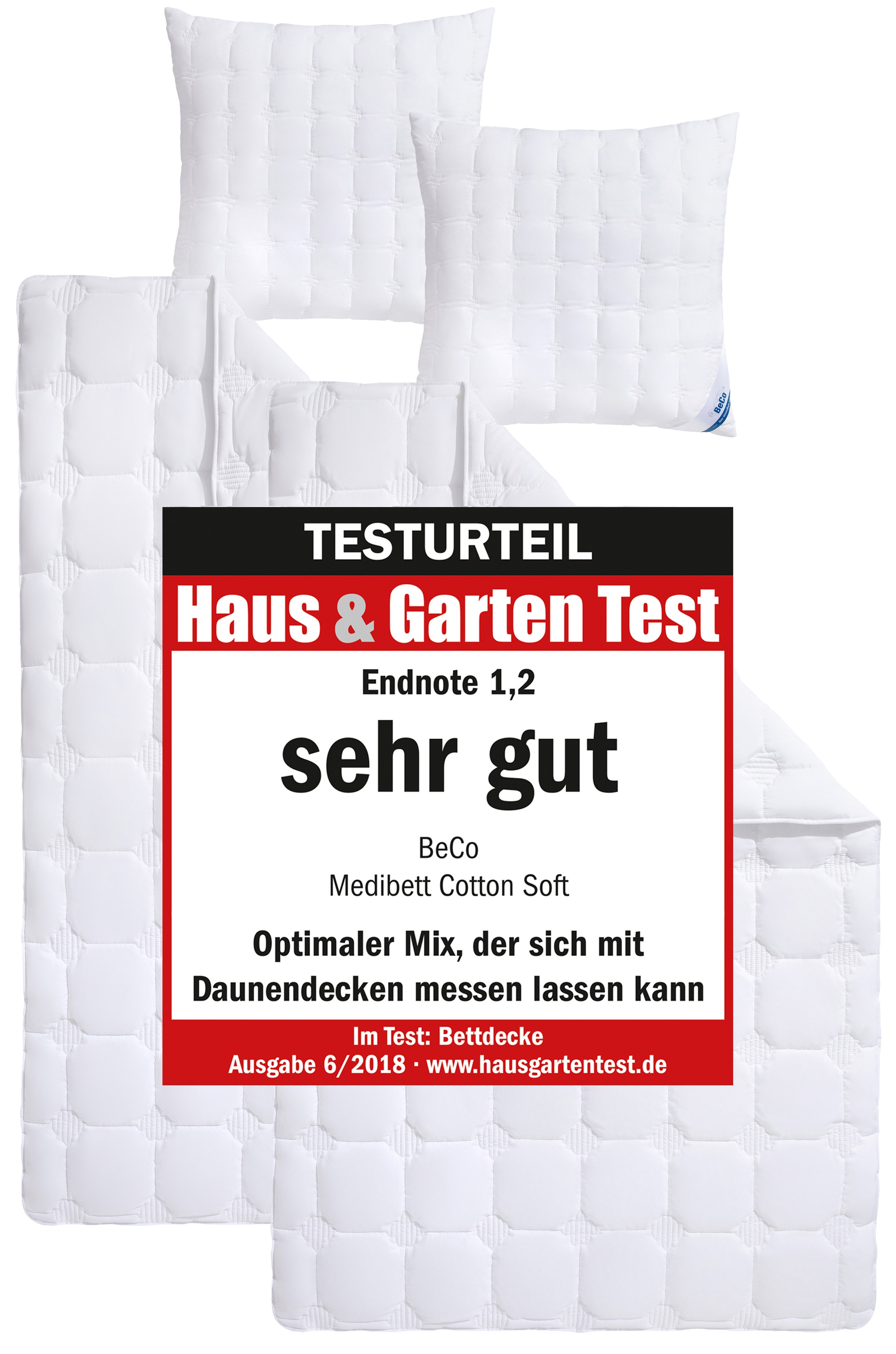 Beco Microfaserbettdecke + Kopfkissen »Medibett Cotton Soft, Bettwaren-Set in 135x200 cm, Sommer oder Winter«, (Spar-Set, 2 Bettdecken+ 2 Kopfkissen), Von Haus & Garten mit Testurteil: 'Sehr gut' bewertet*