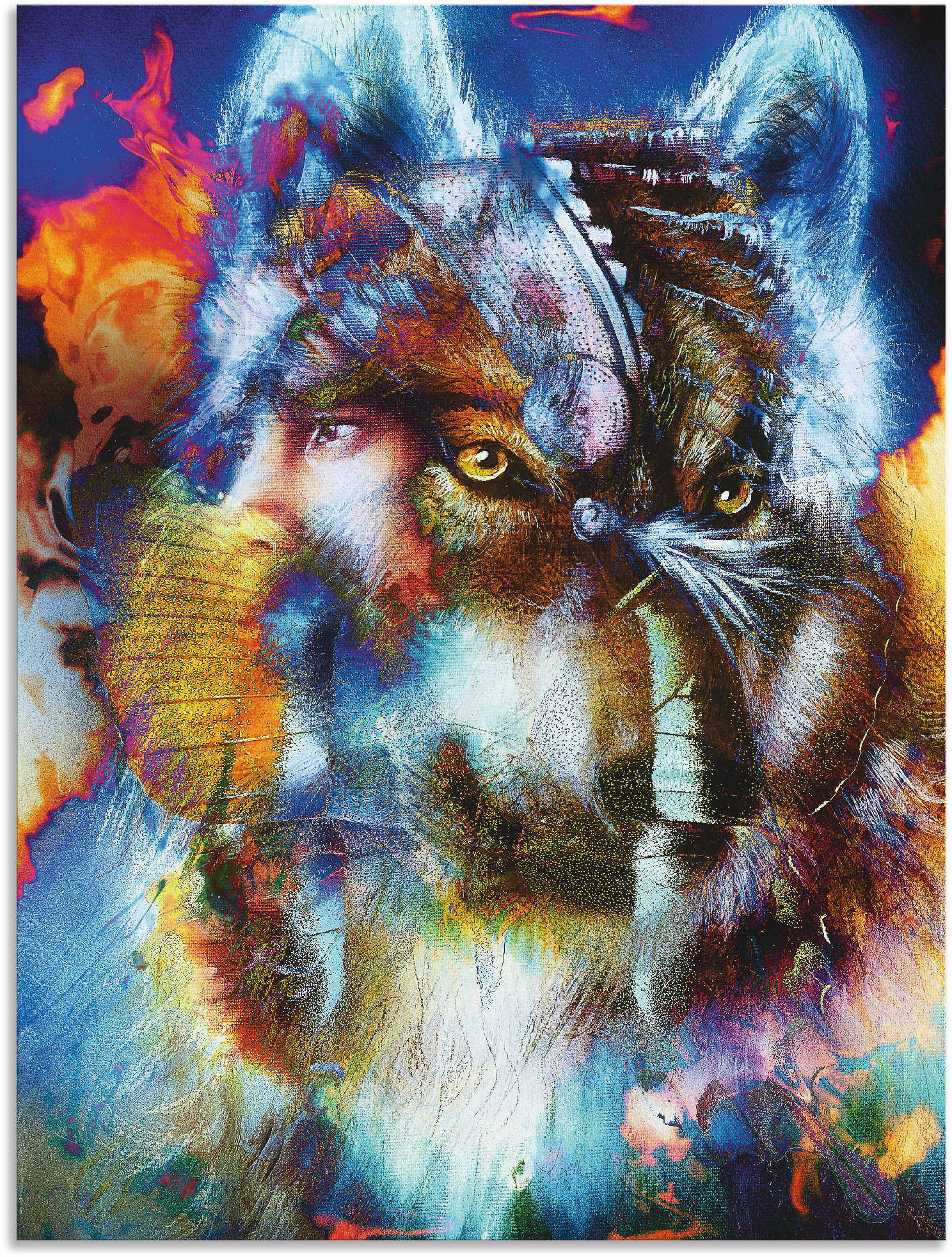 Artland Wandbild »Indischer Krieger mit Wolf«, klassische Fantasie, (1 St.), als Alubild, Leinwandbild, Wandaufkleber oder Poster in versch. Grössen