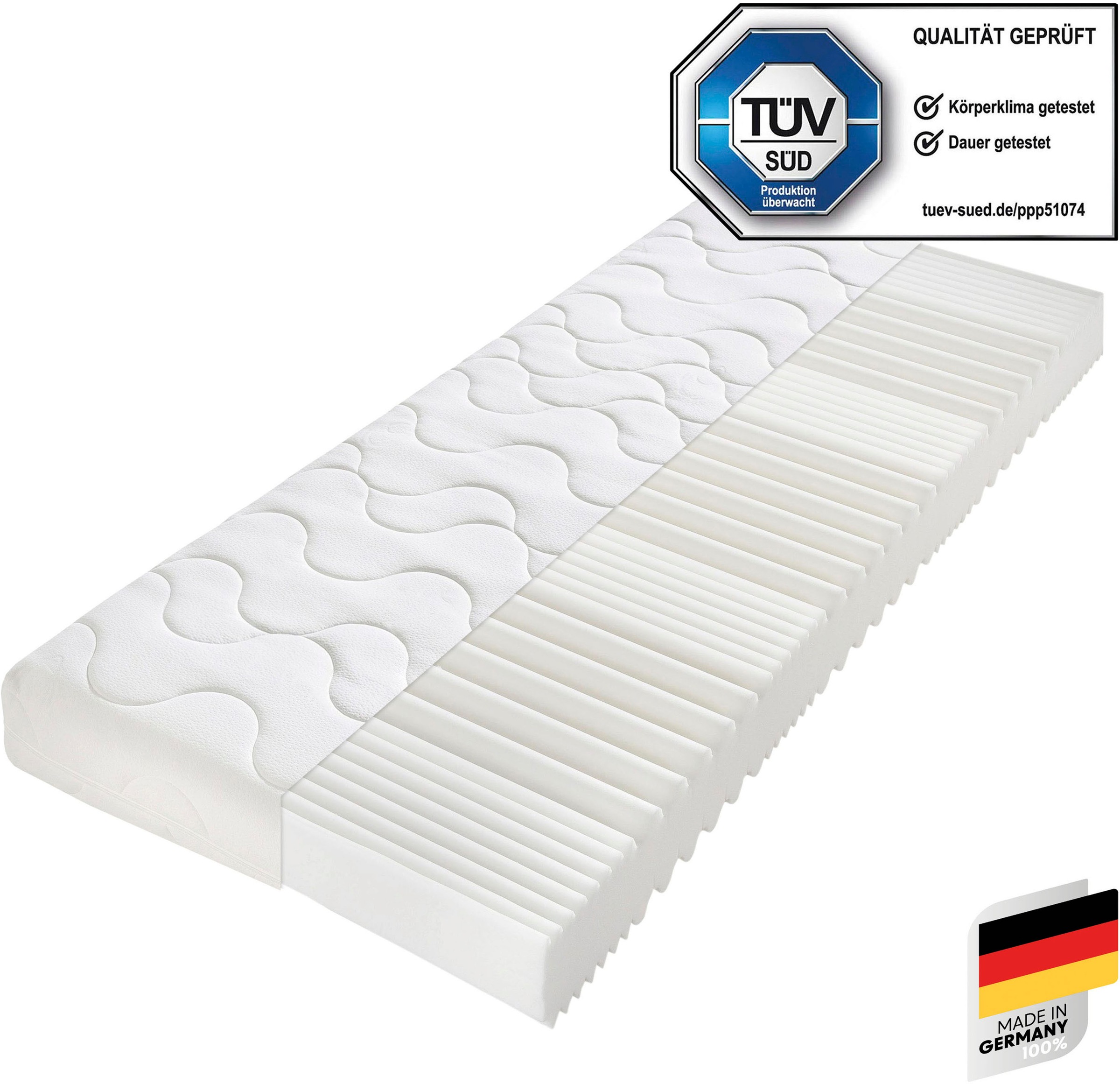 Beco Komfortschaummatratze »Double Deluxe Matratze 20, TOP Preisleistungsangebot, getestete Qualitätsmatratze in allen Härtegraden und Grössen erhältlich«, 20 cm cm hoch, Raumgewicht: 28 kg/m³, (1 St.), Matratze vom TÜV Süd getestet*