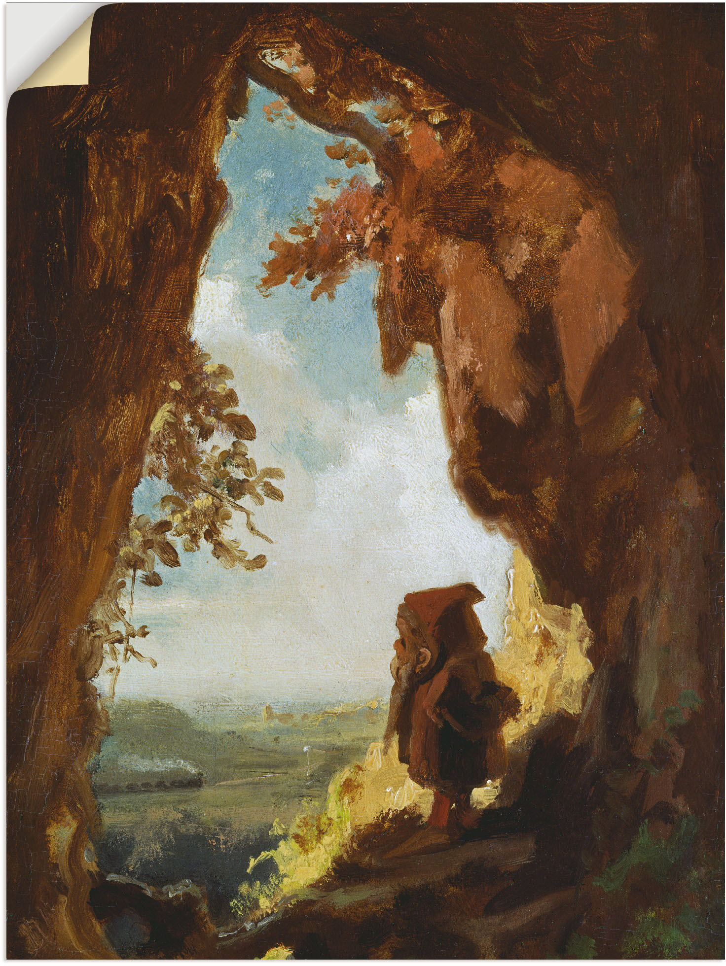 Artland Wandbild »Gnom, Höhle die erste Eisenbahn«, Höhlen, (1 St.), als Leinwandbild, Wandaufkleber oder Poster in versch. Grössen