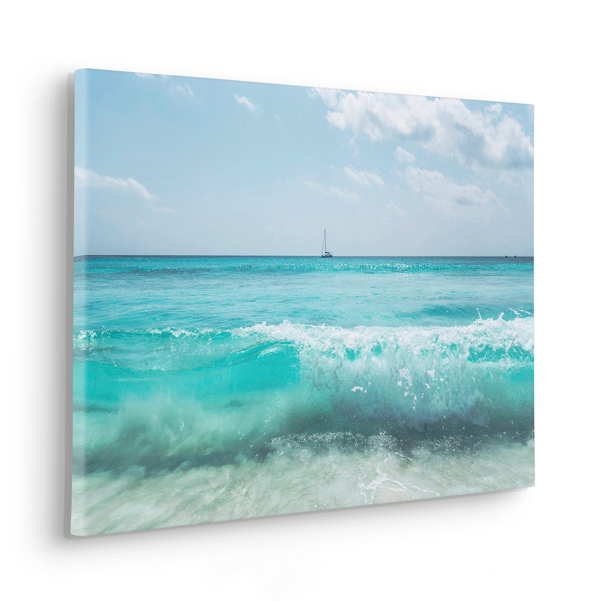 Komar Leinwandbild »Keilrahmenbild - Coastline - Grösse 60 x 40 cm«, Baum-Blätter-Natur-Berge-Blumen-Foto-Jahreszeiten-Landschaft-Meer-Strand-Palmen, (Packung, 1 St.), Deutsches Qualitätsvlies (155 g/m²)