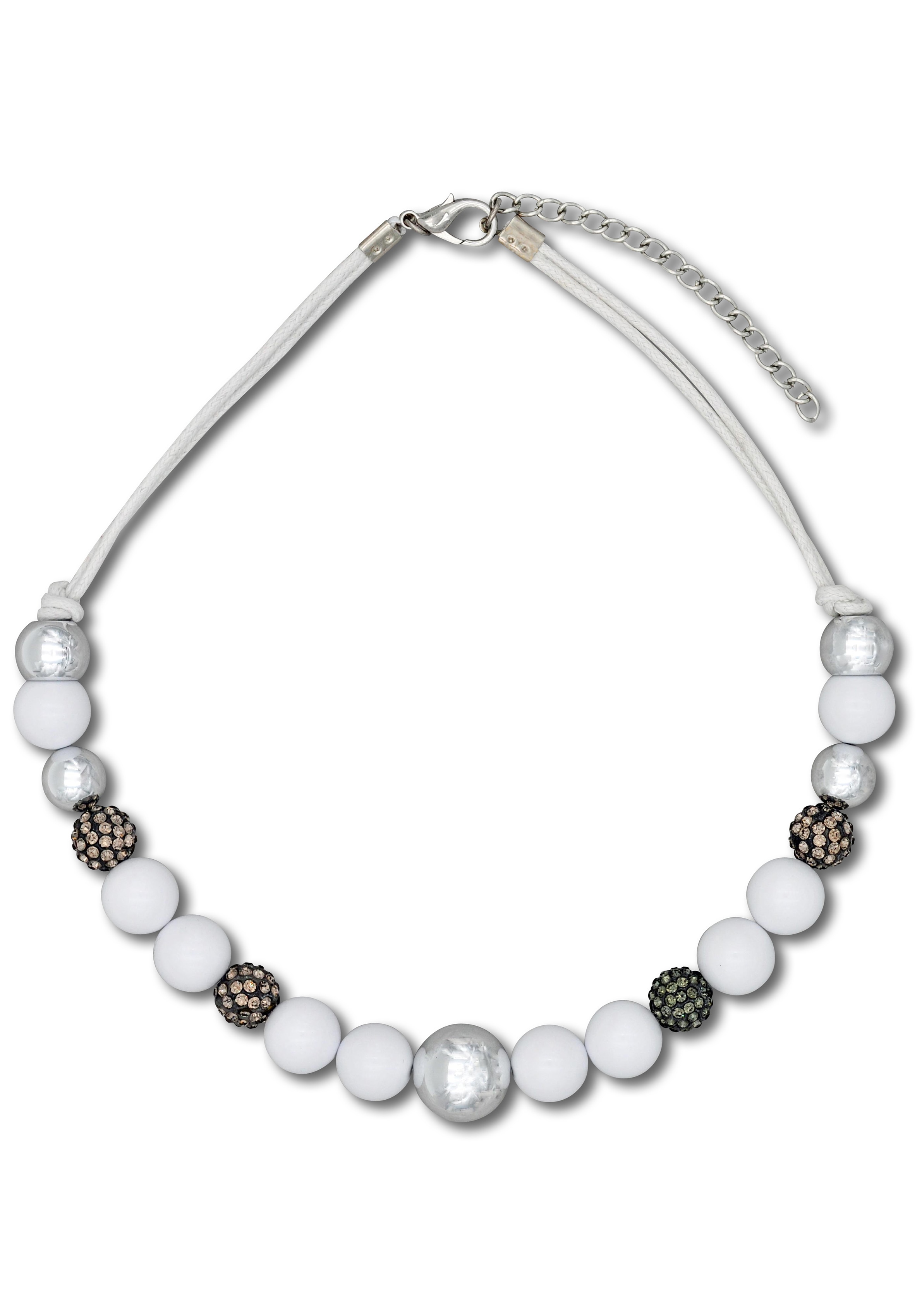J.Jayz Kette ohne Anhänger »im verschiedenen Perlen-Design aneinander gereiht«, mit Glassteinen und Kunststoffperlen