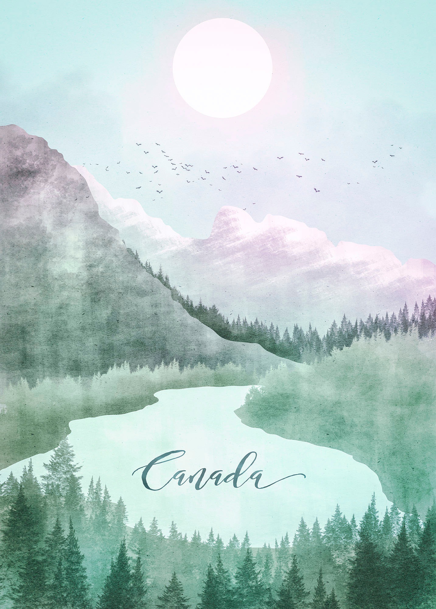 Komar Wandbild »Vintage Travel Canada«, (1 St.), Deutsches Premium-Poster Fotopapier mit seidenmatter Oberfläche und hoher Lichtbeständigkeit. Für fotorealistische Drucke mit gestochen scharfen Details und hervorragender Farbbrillanz.