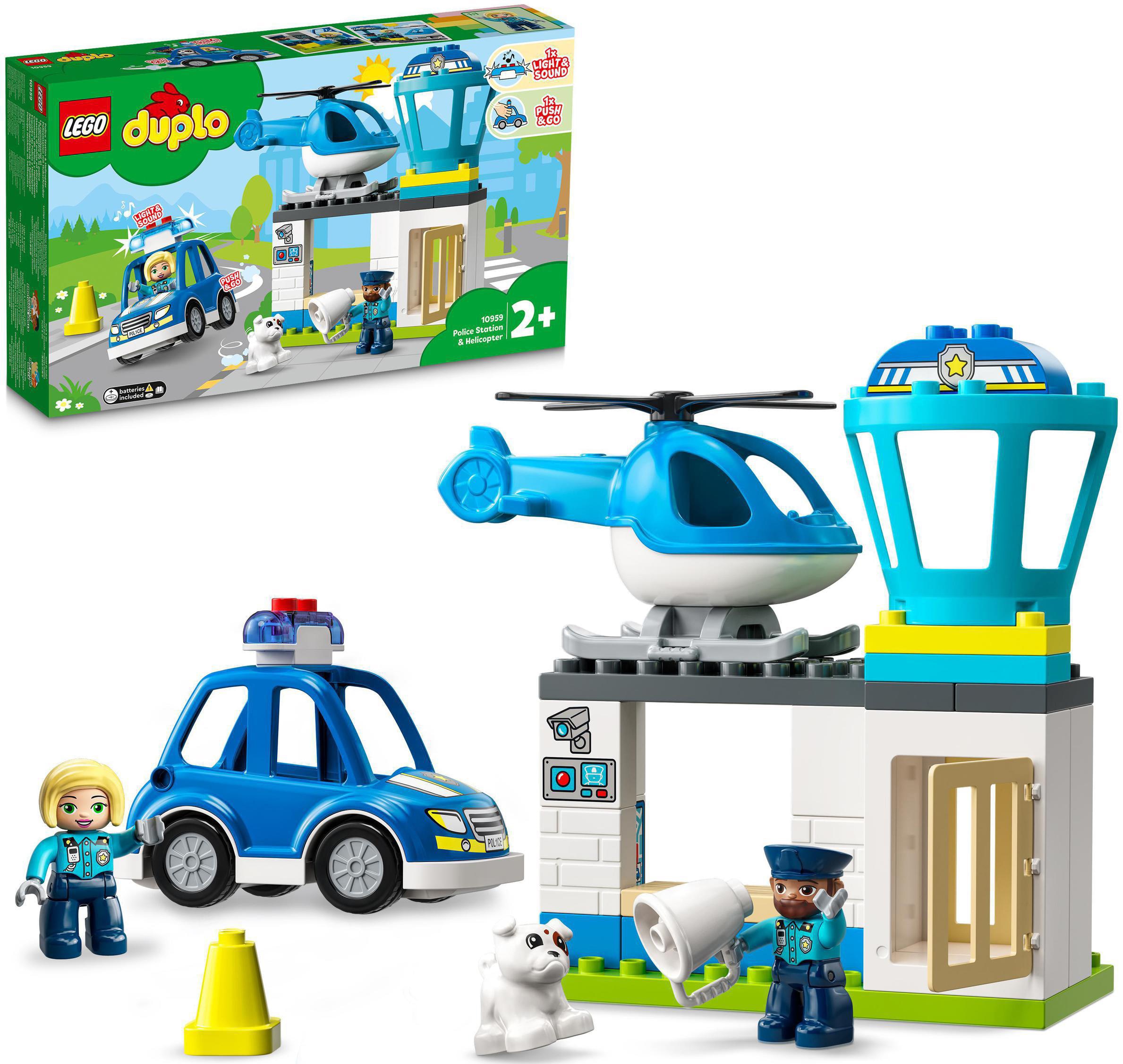 LEGO® Konstruktionsspielsteine »Polizeistation mit Hubschrauber (10959), LEGO® DUPLO«, (40 St.), mit Sirene und Licht; Made in Europe