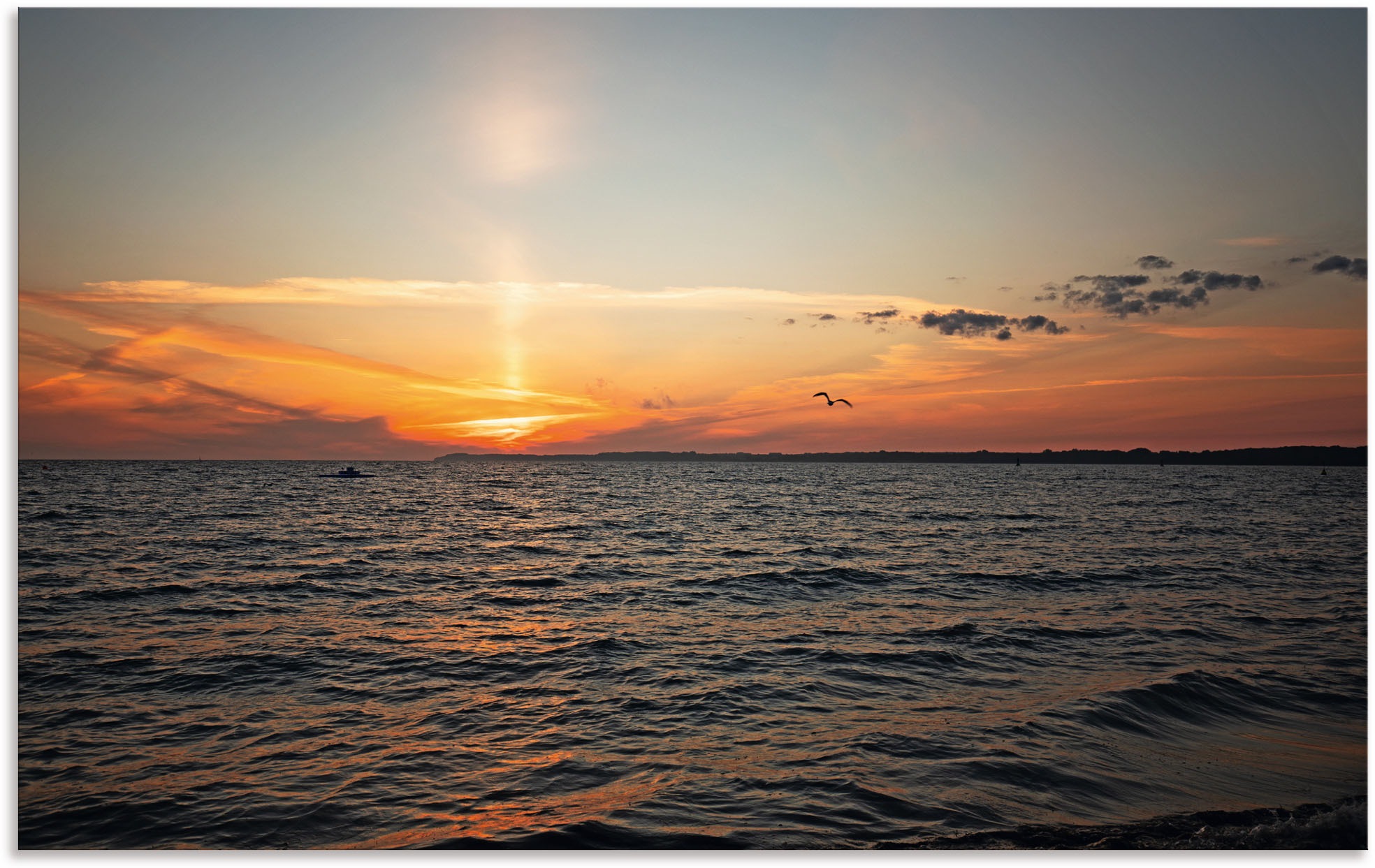 Artland Wandbild »Tagesbeginn an der Ostseeküste«, (1 Stück), in vielen Grössen & Produktarten - Alubild / Outdoorbild für den Aussenbereich, Leinwandbild, Poster, Wandaufkleber / Wandtattoo auch für Badezimmer geeignet