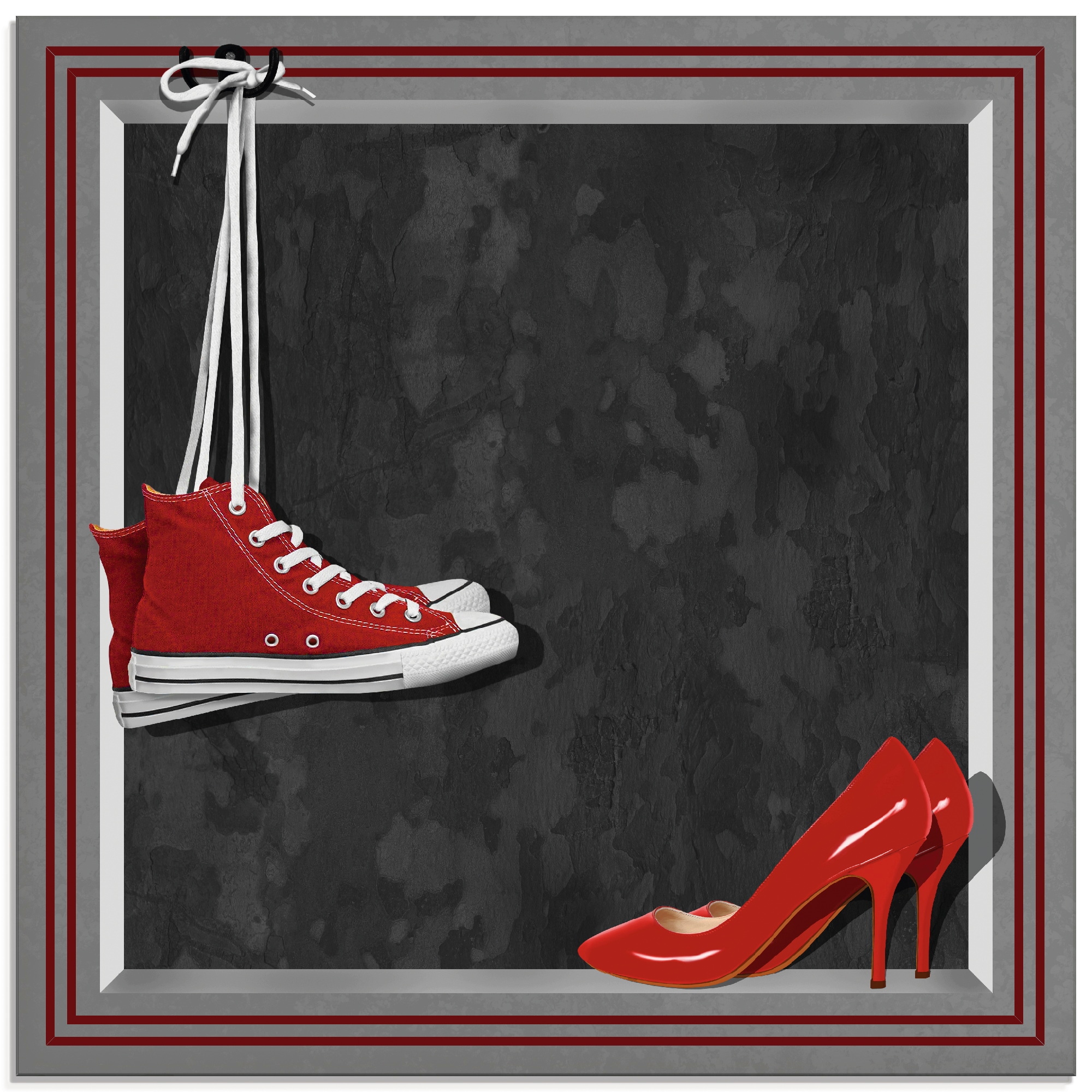 Artland Glasbild »Die roten Schuhe«, Mode, (1 St.), in verschiedenen Grössen
