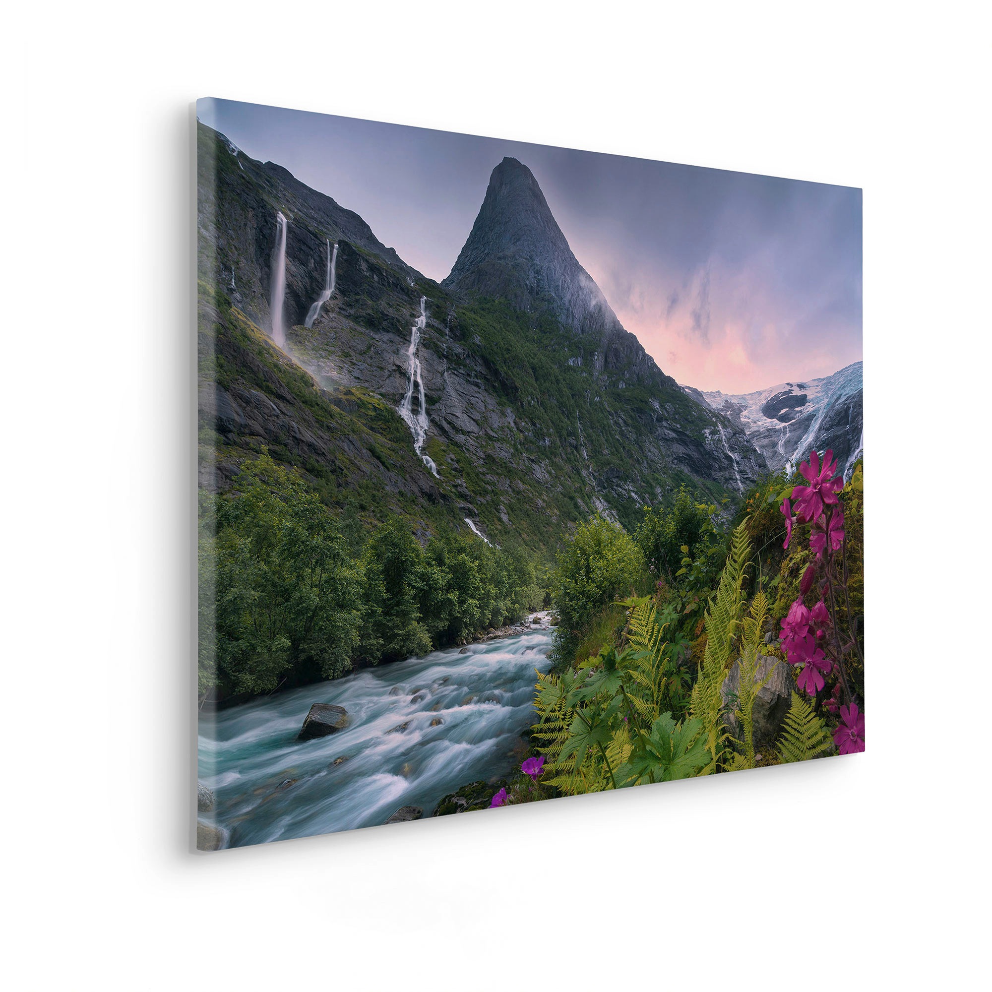 Komar Leinwandbild »Keilrahmenbild - Scandinavian Paradise - Grösse 90 x 60 cm«, Baum-Blätter-Natur-Berge-Blumen-Foto-Jahreszeiten-Landschaft-Meer-Strand-Palmen, (Packung, 1 St.), Deutsches Qualitätsvlies (155 g/m²)