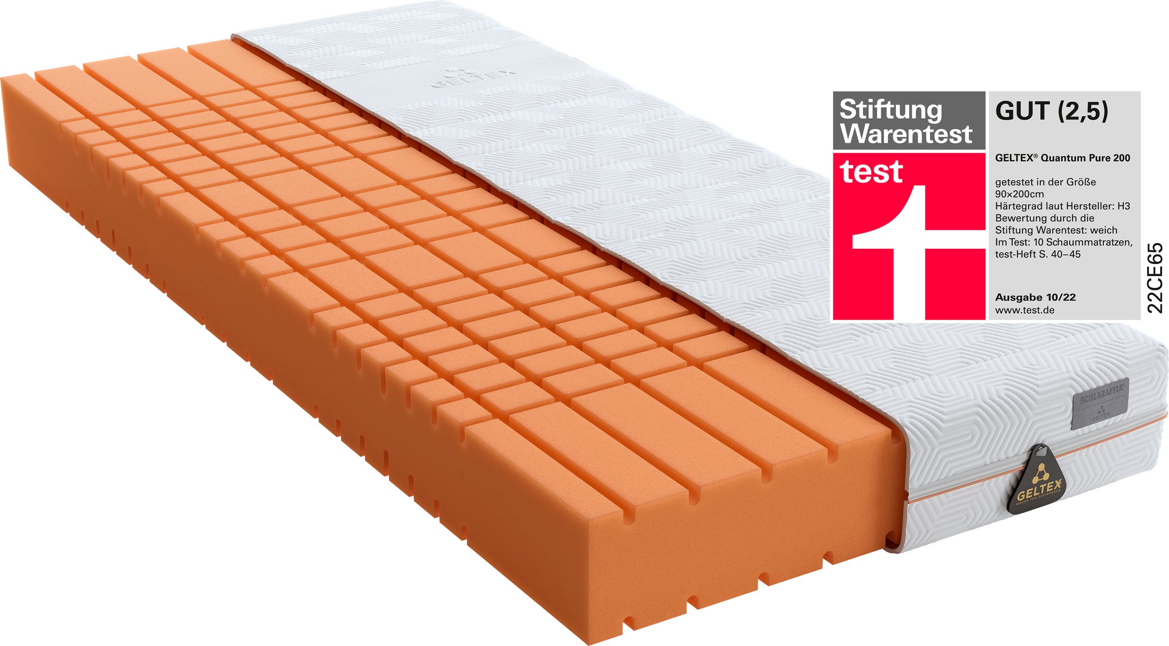 Schlaraffia Gelschaummatratze »Matratze GELTEX® Quantum Pure 200, Matratze in verschiedenen Grössen«, 20 cm cm hoch, Raumgewicht: 45 kg/m³, (1 St.), von Stiftung Warentest mit »GUT (2,5)« bewertet*