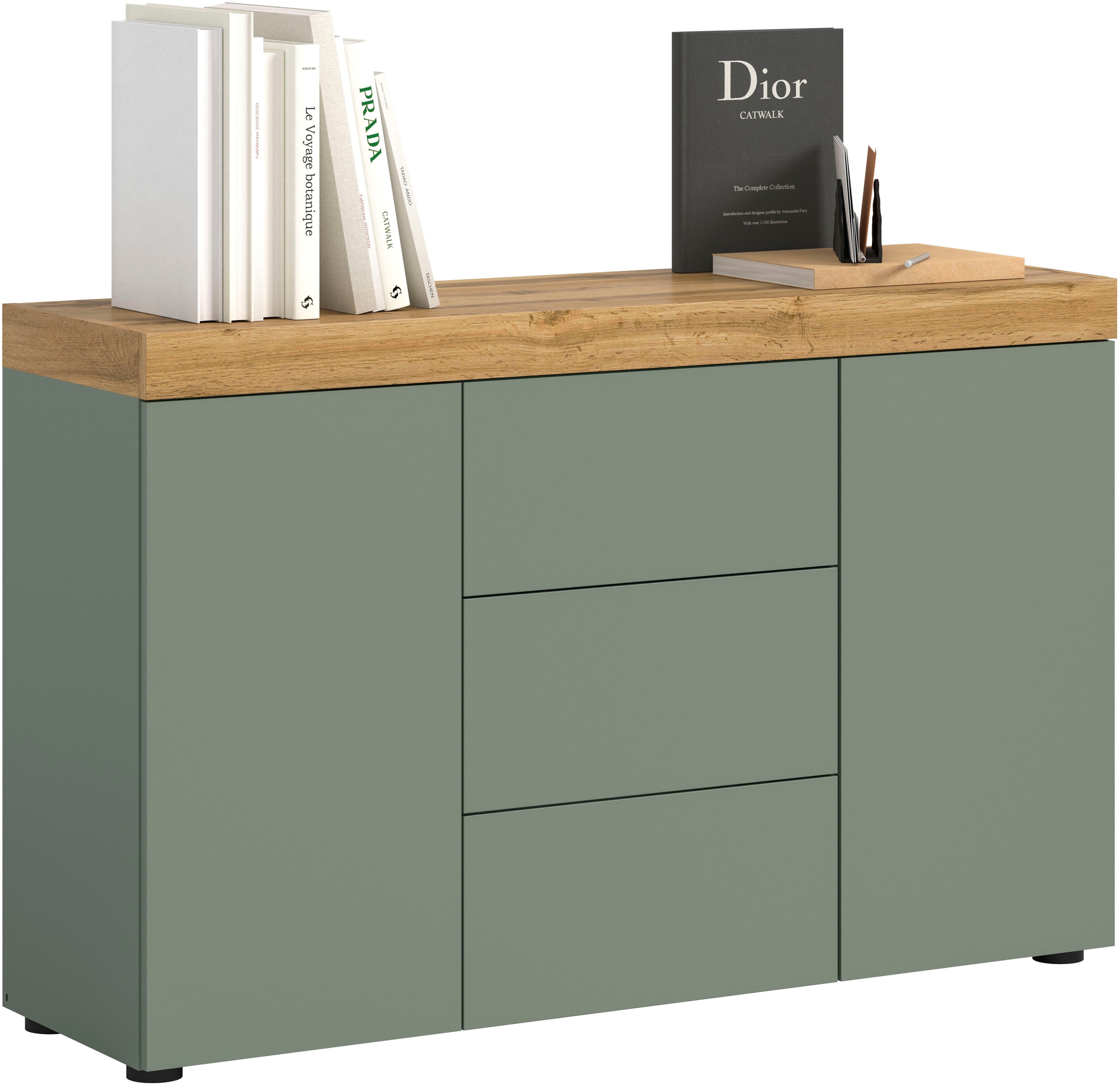 GOODproduct Sideboard 'MAMBO, Breite 125cm, 2 Türen, 3 Schubkästen, push-2-open' 2 farbige Ausführung, in verschiedenen Farben erhältlich, 1 Stk. tlg. Sideboard, Kommode, Wohnzimmer, Flur, Arbeitszimmer