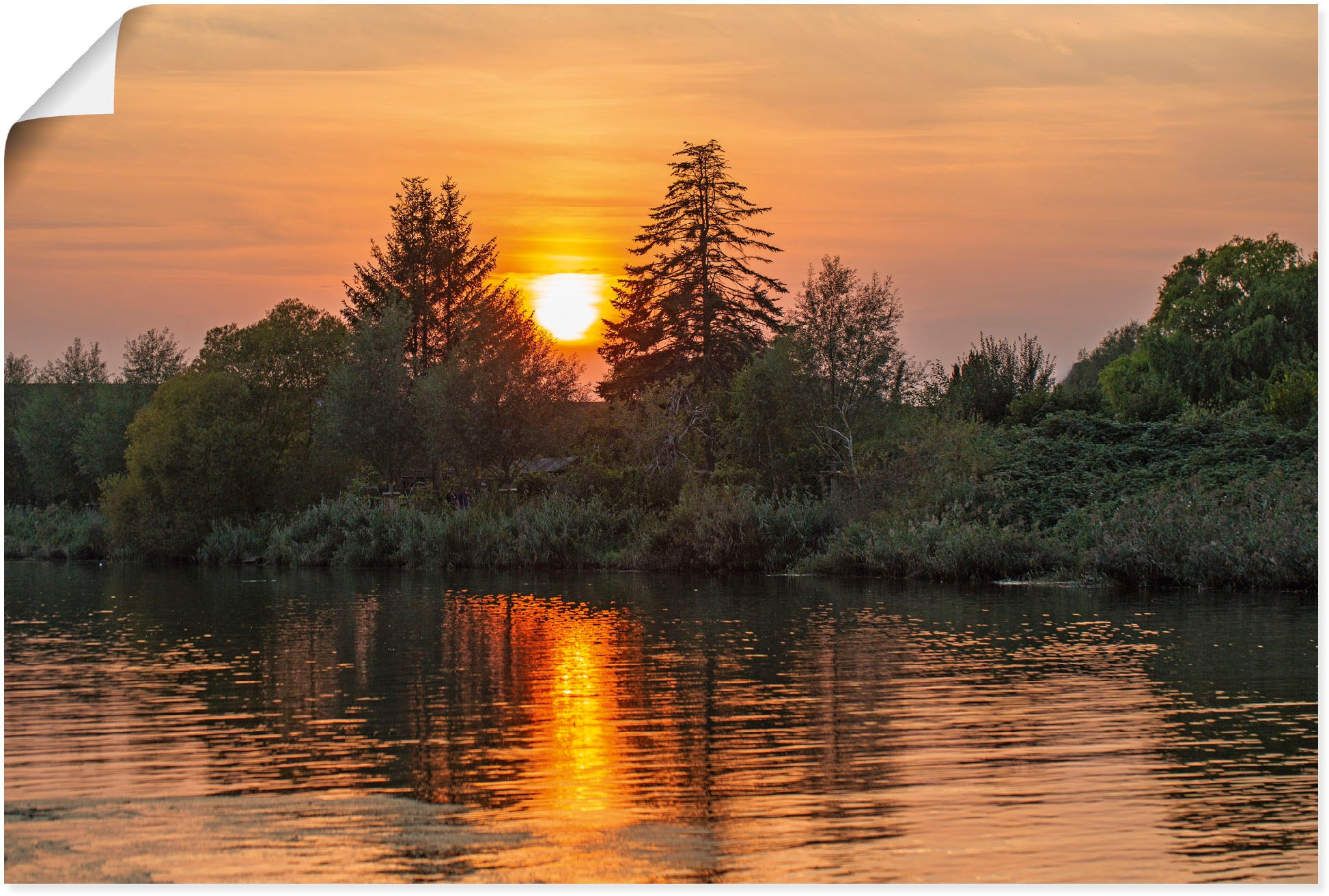 Artland Wandbild »Abendidylle Geniner Ufer Lübeck«, Bilder vom Sonnenuntergang & -aufgang (1 Stück), in vielen Grössen & Produktarten - Alubild/Outdoorbild, Leinwandbild, Poster, Wandaufkleber/Wandtattoo auch für Badezimmer geeignet