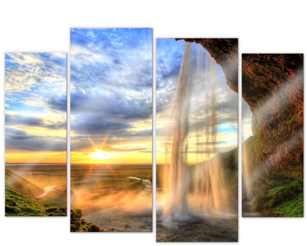 Wall-Art Mehrteilige Bilder »Fernweh Wasserfall (4-teilig)«, (Set, 4 St.)