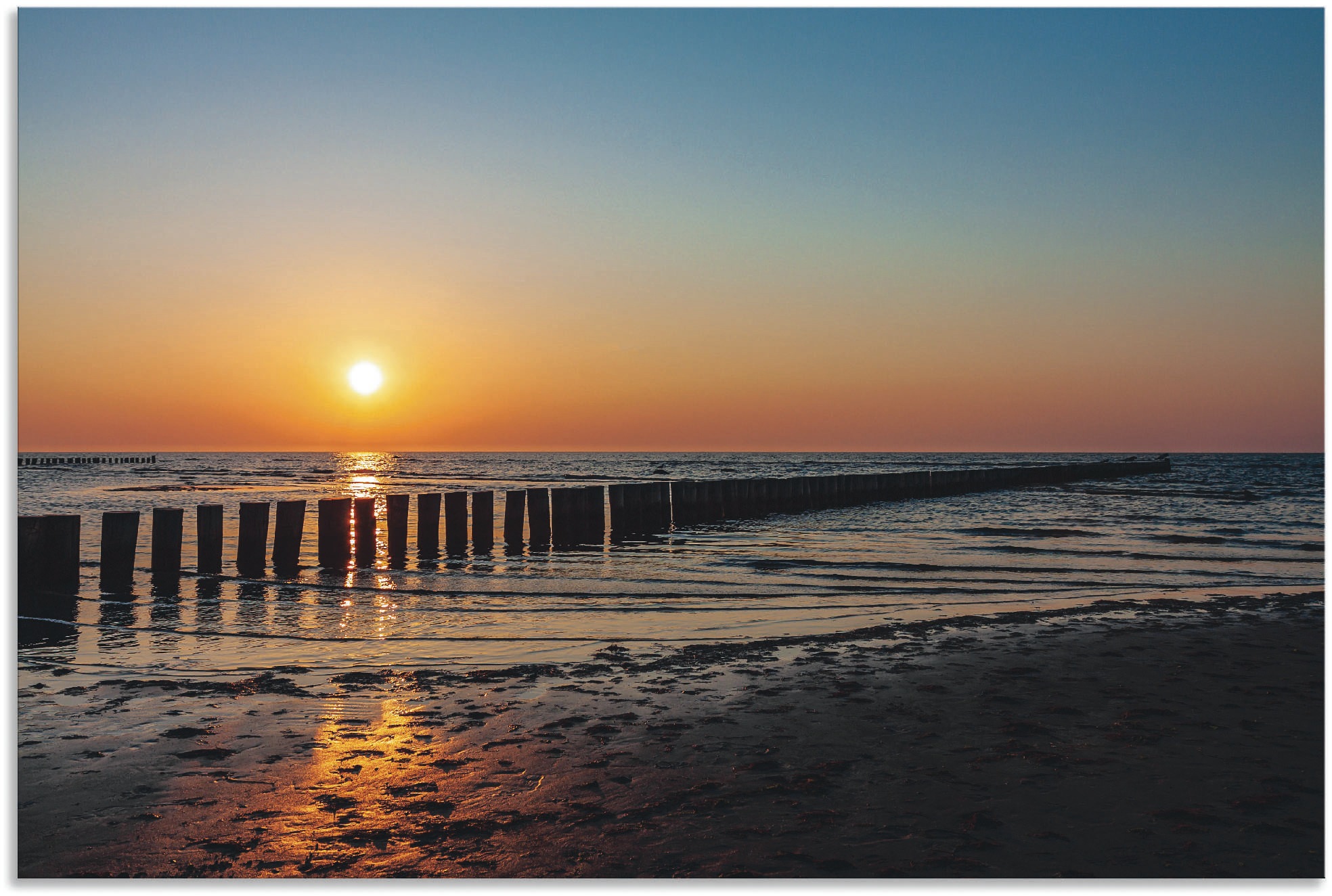 Artland Wandbild »Sonnenuntergang an Ostsee Insel Poel«, Bilder vom Sonnenuntergang & -aufgang (1 Stück), in vielen Grössen & Produktarten - Alubild / Outdoorbild, Leinwandbild, Poster, Wandaufkleber / Wandtattoo auch für Badezimmer geeignet