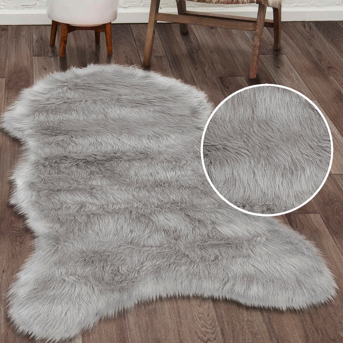 Home affaire Fellteppich »Valeria«, fellförmig, 60 mm Höhe, Kunstfell Teppich rund, besonders weich und flauschig, fussbodenheizungsgeeignet, pflegeleicht, ideale Teppiche für Wohnzimmer, Schlafzimmer und Esszimmer