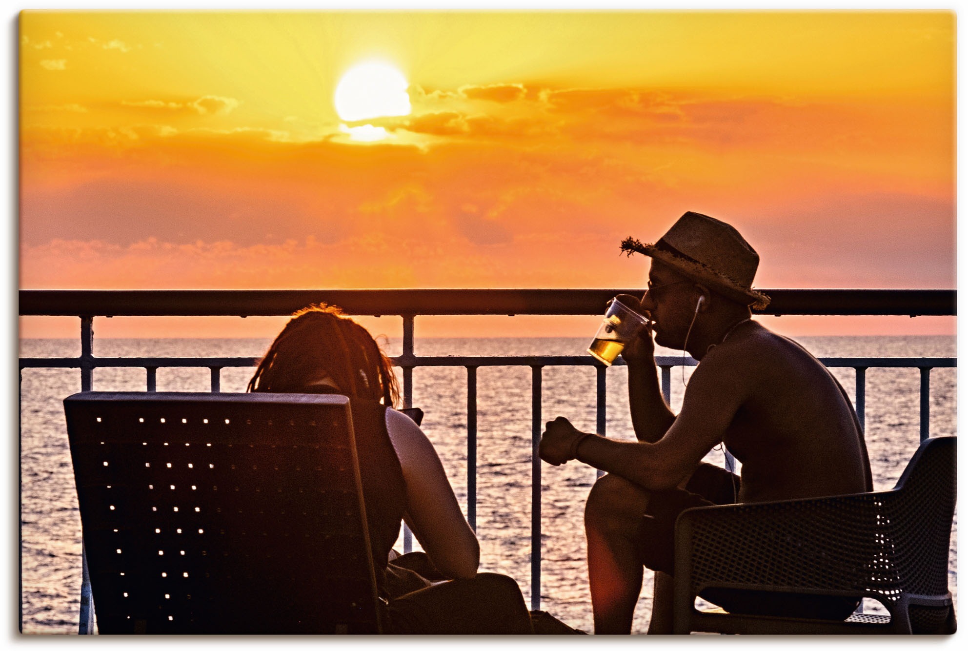 Artland Wandbild »Chillen bei Sonnenuntergang am Meer«, (1 Stück), in vielen Grössen & Produktarten - Alubild / Outdoorbild für den Aussenbereich, Leinwandbild, Poster, Wandaufkleber / Wandtattoo auch für Badezimmer geeignet