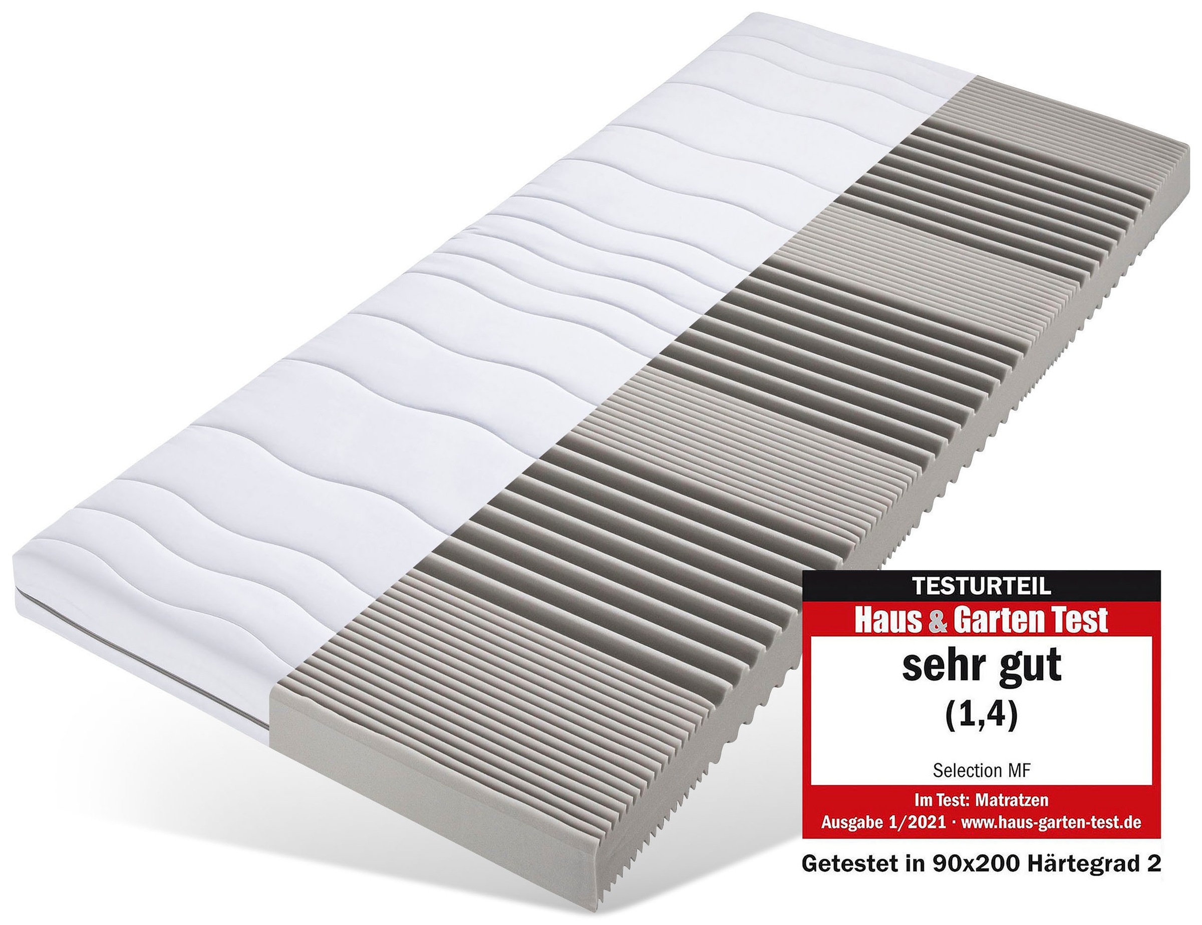 Beco Komfortschaummatratze »Matratze Selection MF«, 14 cm hoch, Raumgewicht: 28 kg/m³, (1 St.), Matratze wurde im Härtegrad 2, Gr. 90x200 cm, von Haus & Garten mit 'SEHR GUT' ausgezeichnet!