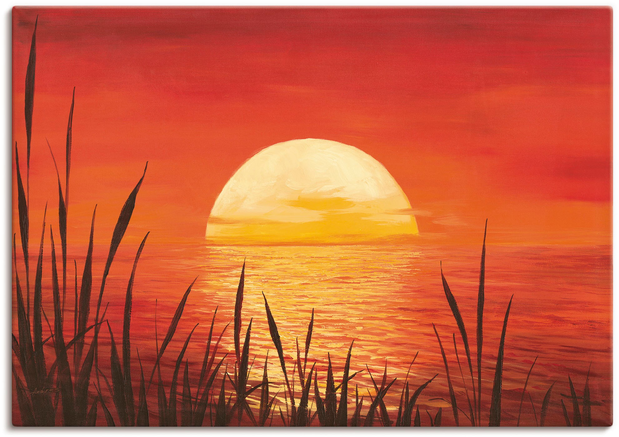 Artland Wandbild »Roter Sonnenuntergang am Ozean«, Bilder vom Sonnenuntergang & -aufgang (1 Stück), in vielen Grössen & Produktarten - Alubild / Outdoorbild, Leinwandbild, Poster, Wandaufkleber / Wandtattoo auch für Badezimmer geeignet