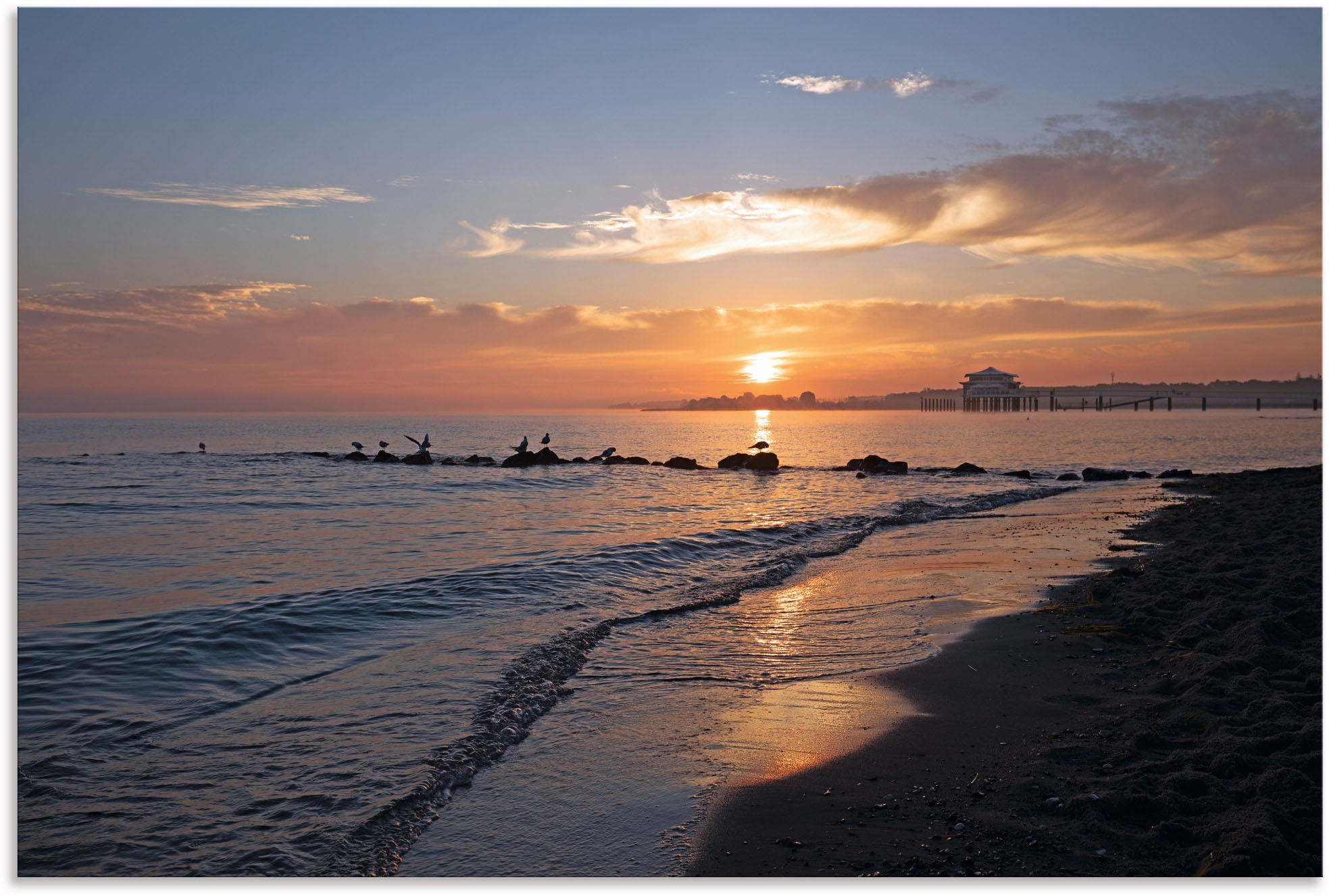 Artland Wandbild »Sonnenaufgang am Ostseestrand«, (1 Stück), in vielen Grössen & Produktarten - Alubild / Outdoorbild für den Aussenbereich, Leinwandbild, Poster, Wandaufkleber / Wandtattoo auch für Badezimmer geeignet