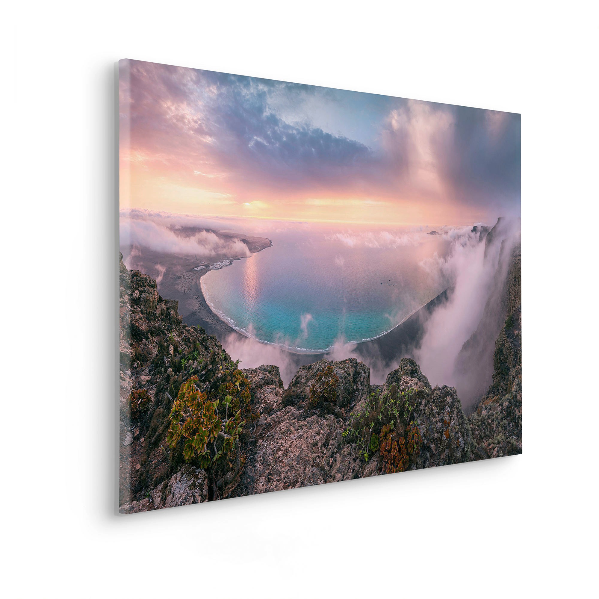 Komar Leinwandbild »Keilrahmenbild - Coastal Paradise - Grösse 90 x 60 cm«, Baum-Blätter-Natur-Berge-Blumen-Foto-Jahreszeiten-Landschaft-Meer-Strand-Palmen, (Packung, 1 St.), Deutsches Qualitätsvlies (155 g/m²)