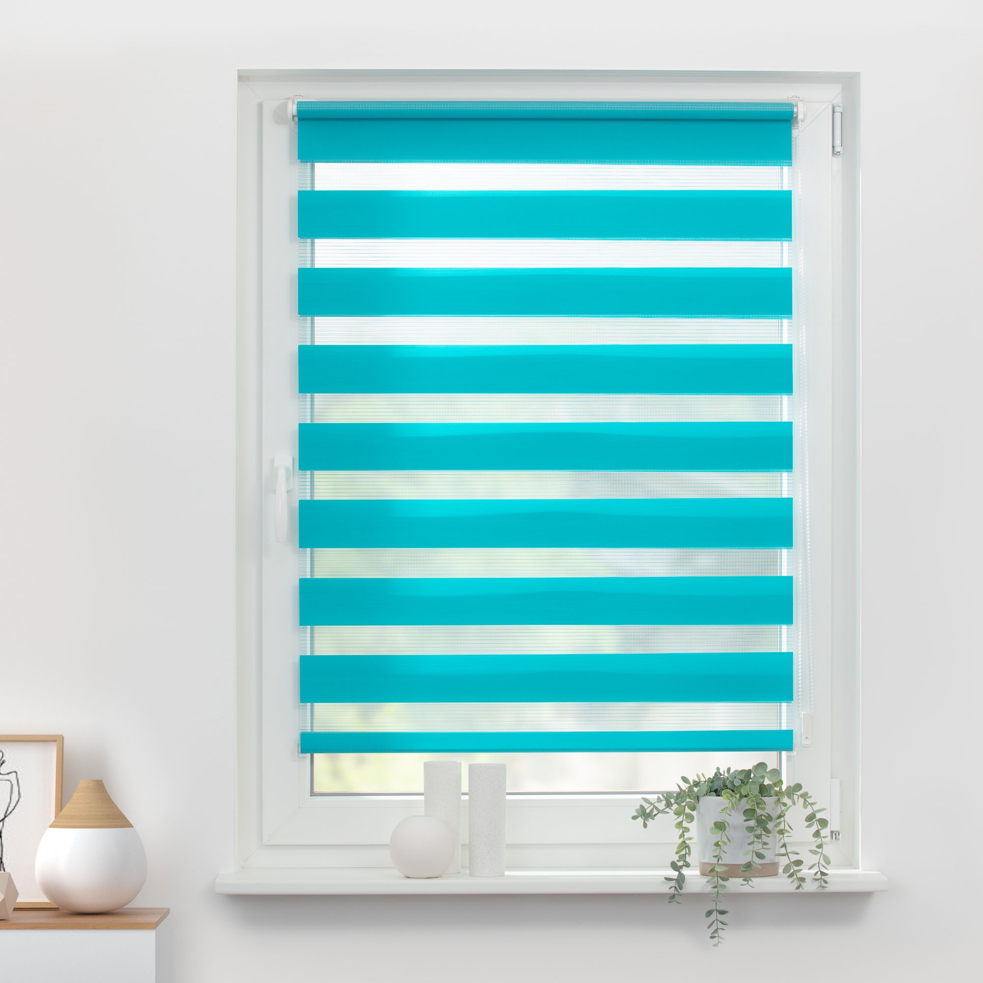 LICHTBLICK ORIGINAL Doppelrollo »Duo Rollo Klemmfix«, Lichtschutz, ohne Bohren, freihängend, Seitenzugrollo im Festmass, schnelle und einfache Montage mit beiliegendem, verstellbarem Klemmträger