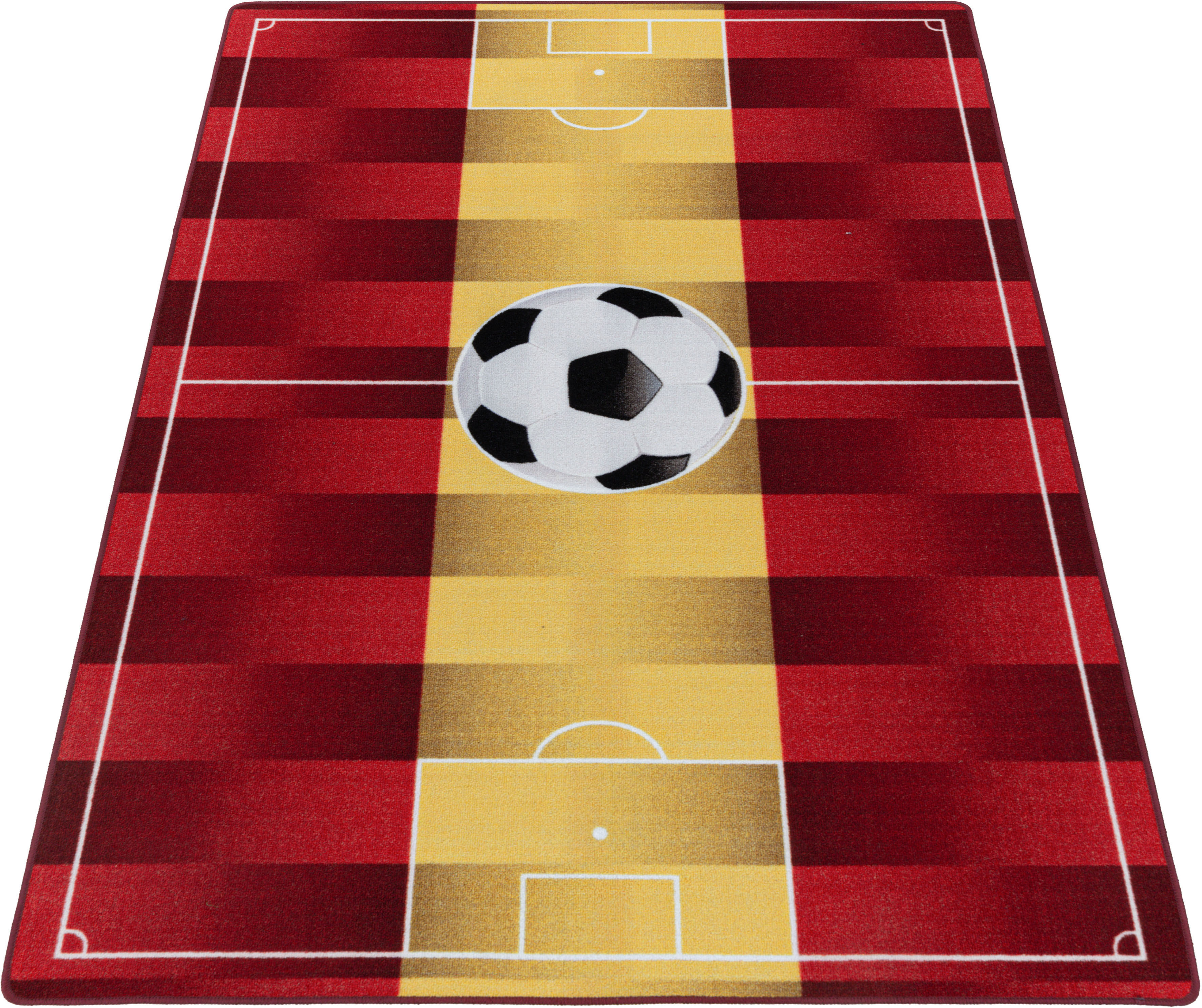 Ayyildiz Teppiche Kinderteppich »PLAY 2914«, rechteckig, robuster Kurzflor, Fussball, rot gelb rot,Spanien, Kinderzimmer