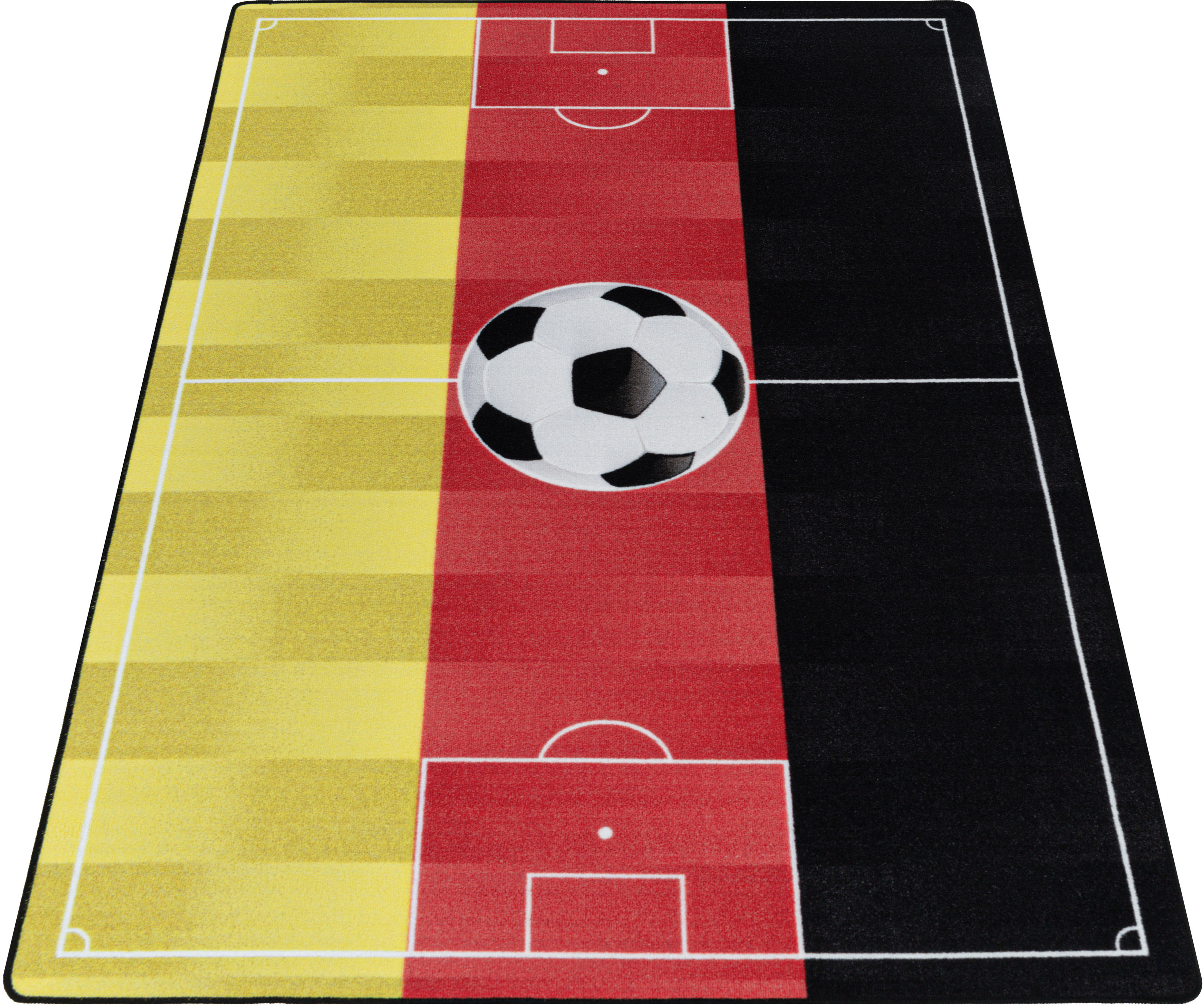 Ayyildiz Teppiche Kinderteppich »PLAY 2912«, rechteckig, robuster Kurzflor, Fussball, schwarz rot gold,Deutschland