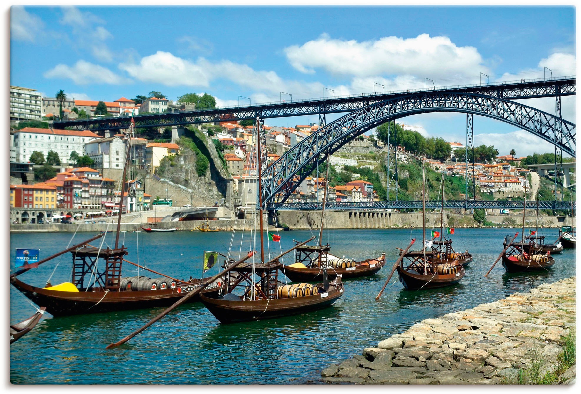 Artland Wandbild »Panorama Porto Eiffelbrücke und Douro«,Bilder von Booten & Schiffen (1Stück), in vielen Grössen & Produktarten - Alubild/Outdoorbild für den Aussenbereich, Leinwandbild, Poster, Wandaufkleber/ Wandtattoo auch für Badezimmer geeignet