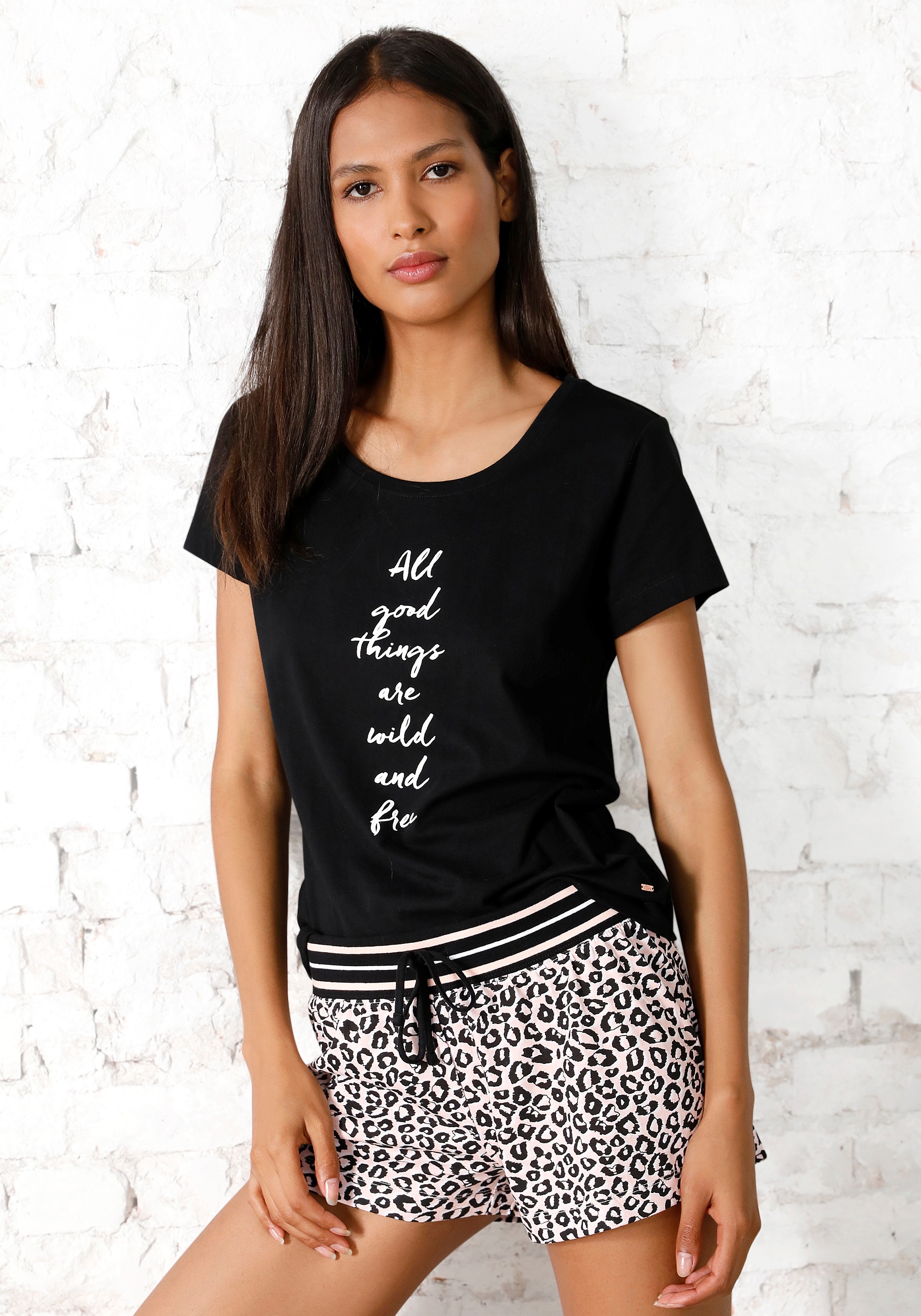 s.Oliver Shorty, (2 tlg., 1 Stück), mit Leo-Print