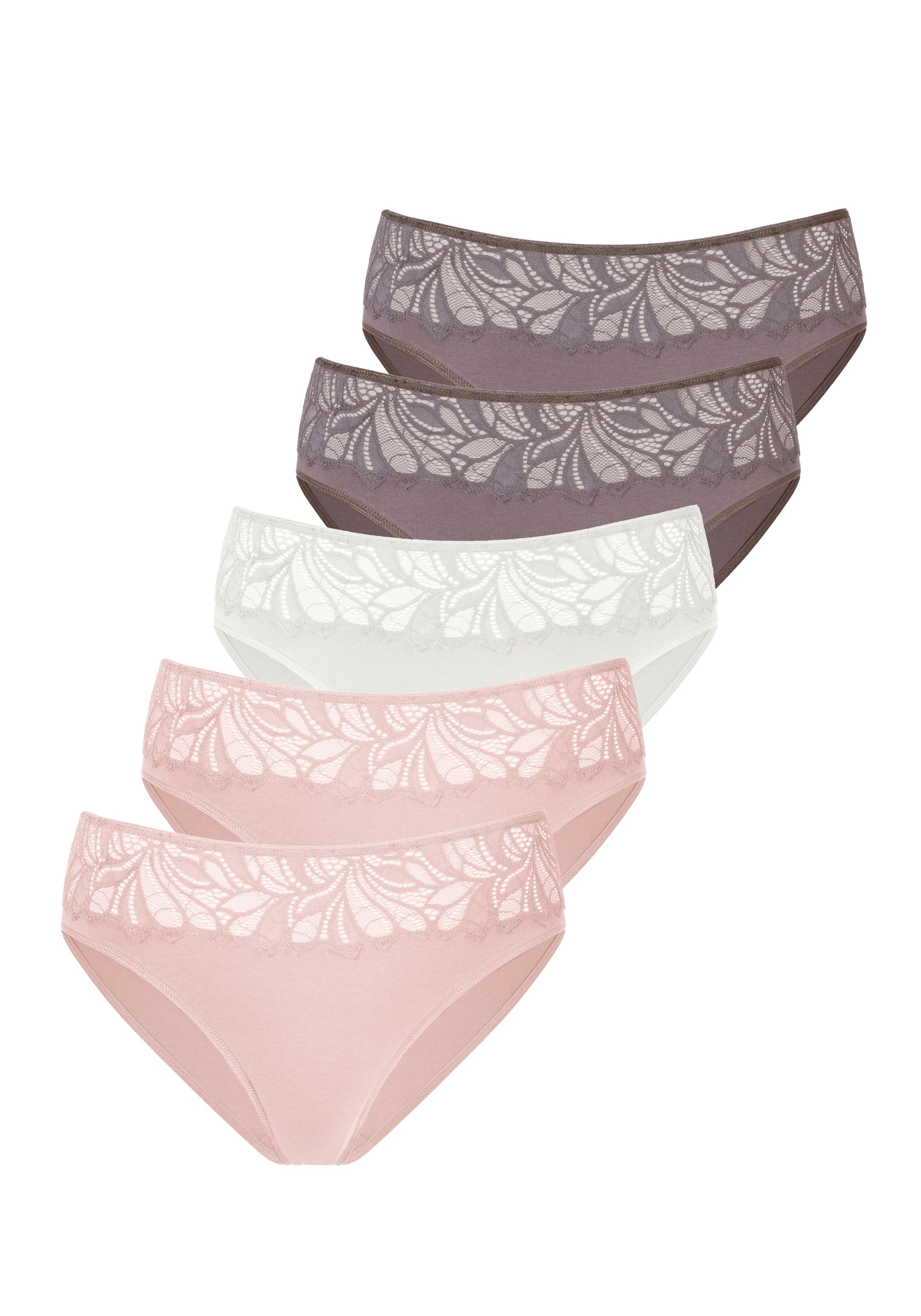 Vivance Jazz-Pants Slips, (Packung, 5 St.), mit floraler Spitze vorn