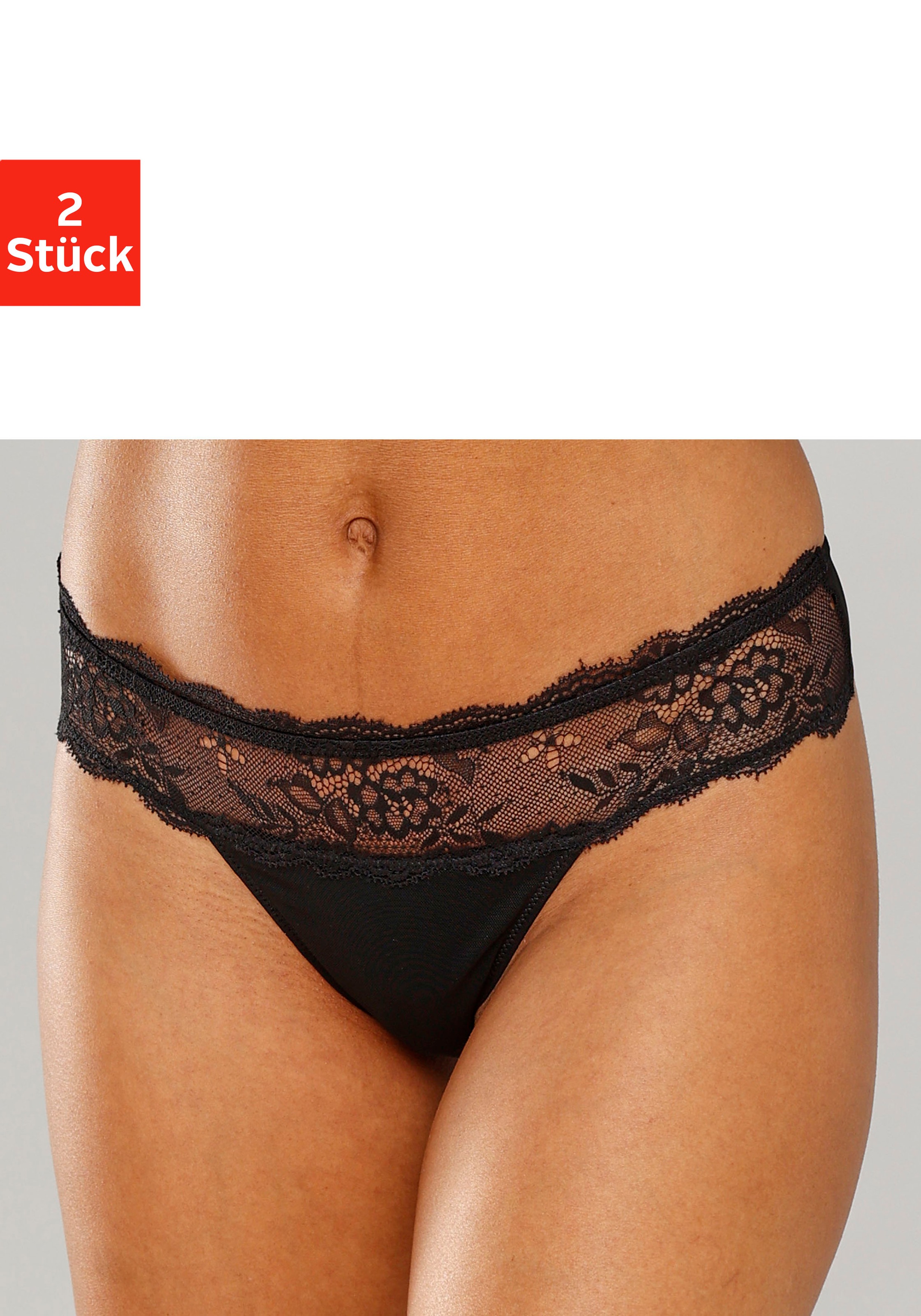 Vivance String, (2 St.), im attraktiven Doppelpack mit Spitze