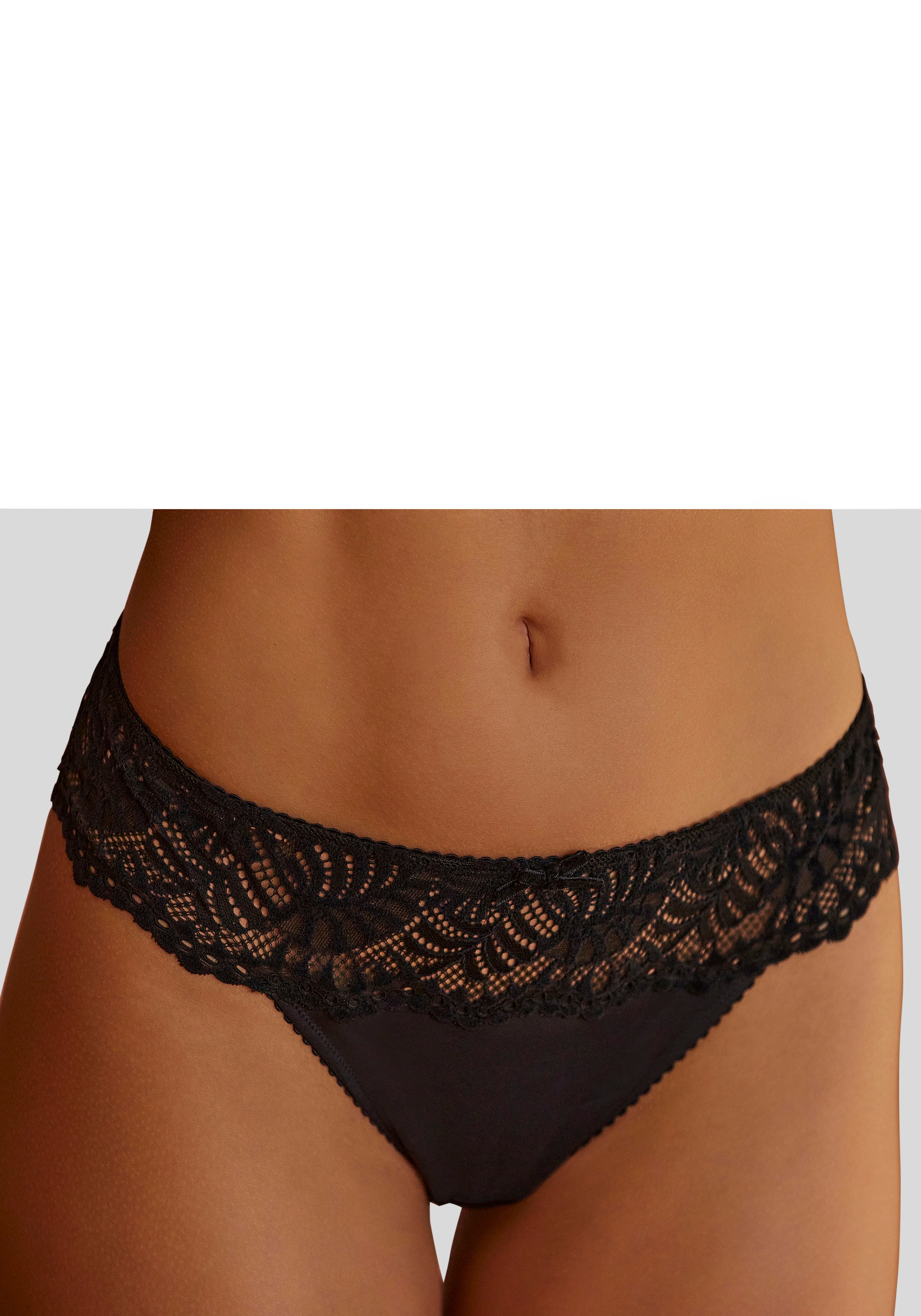 LASCANA String, mit Bund aus dezent transparenter Spitze