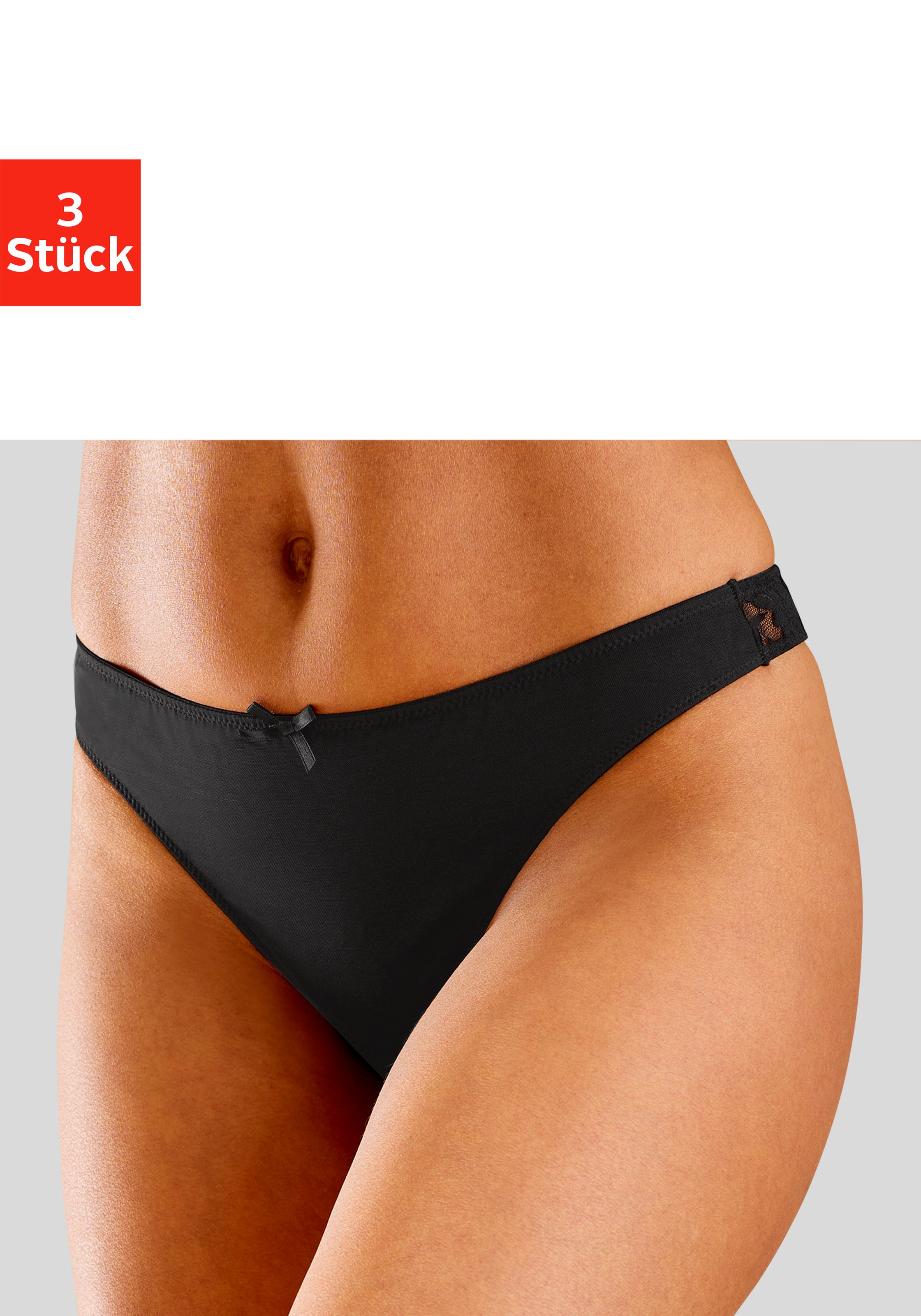 petite fleur String, (3 St.), mit Spitze hinten