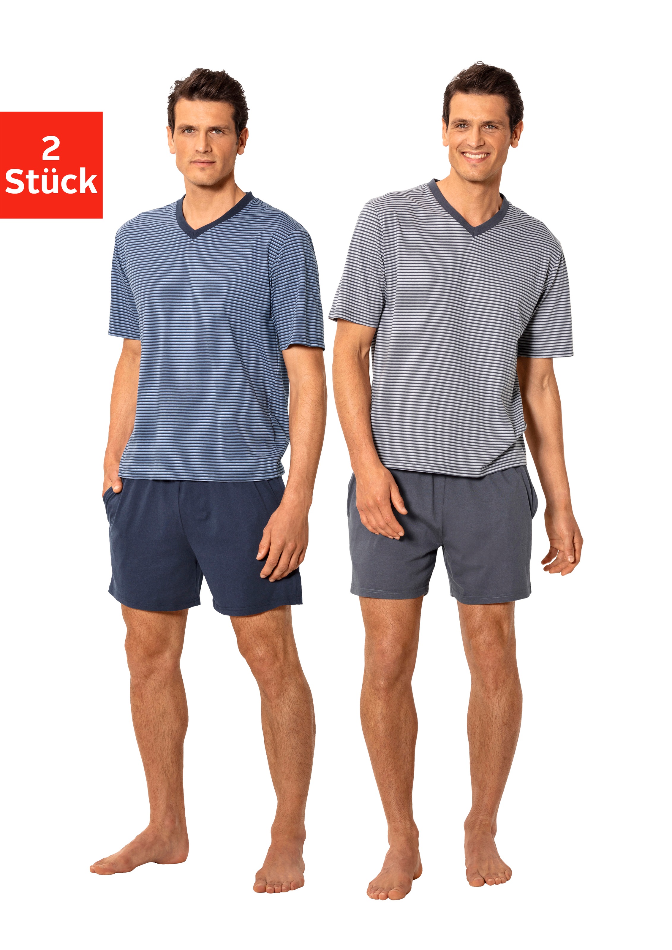 le jogger® Shorty, (Packung, 4 tlg., 2 Stück), mit garngefärbtem Streifen