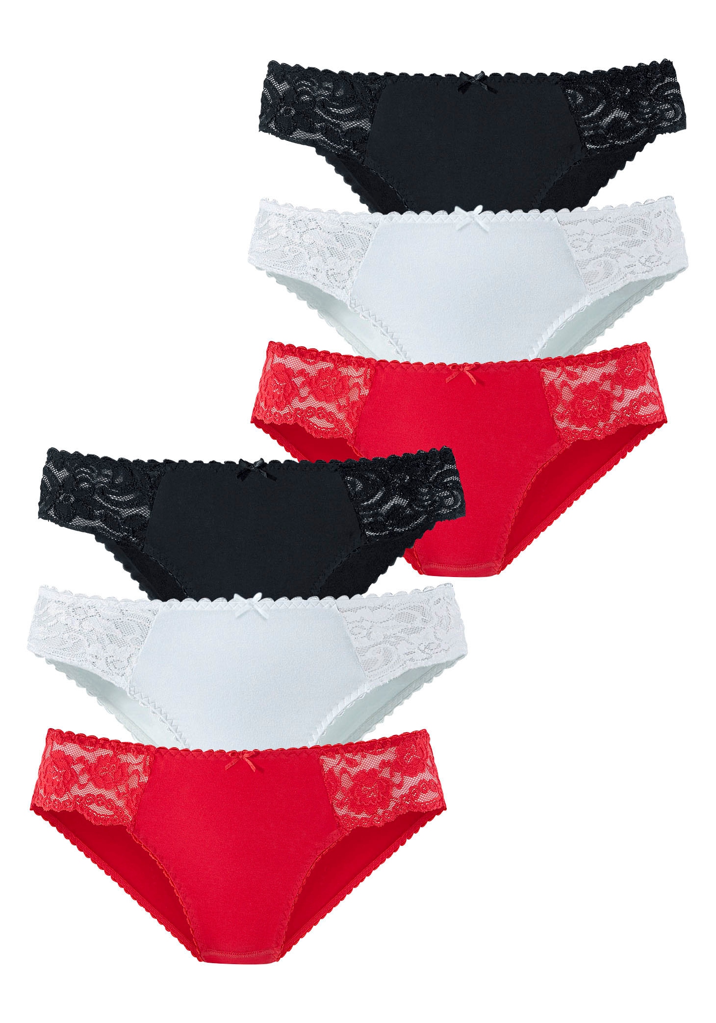petite fleur Jazz-Pants Slips, (Packung, 6 St.), mit floraler Spitze seitlich