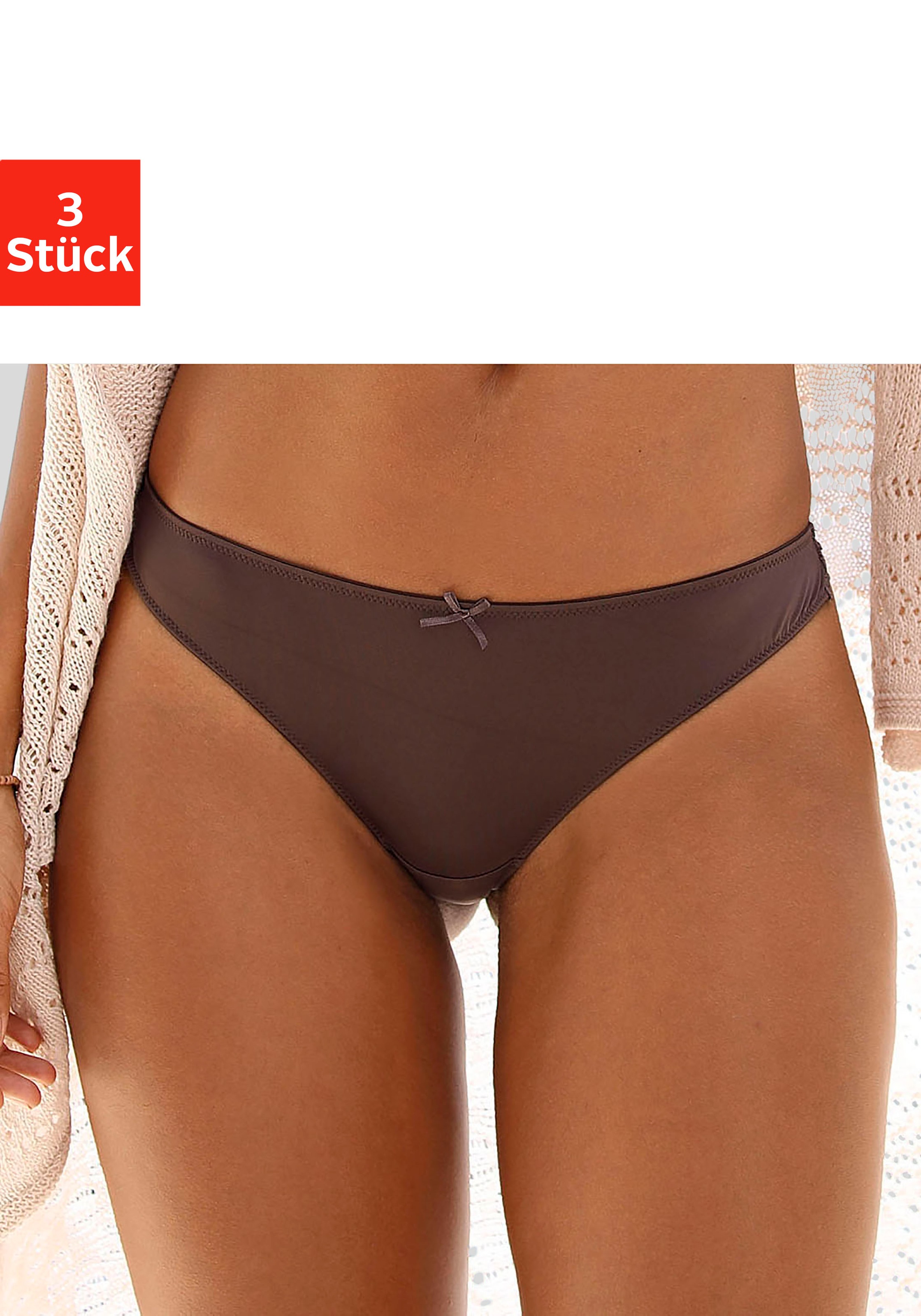 petite fleur String, (3 St.), hinten komplett aus zarter Jacquardspitze