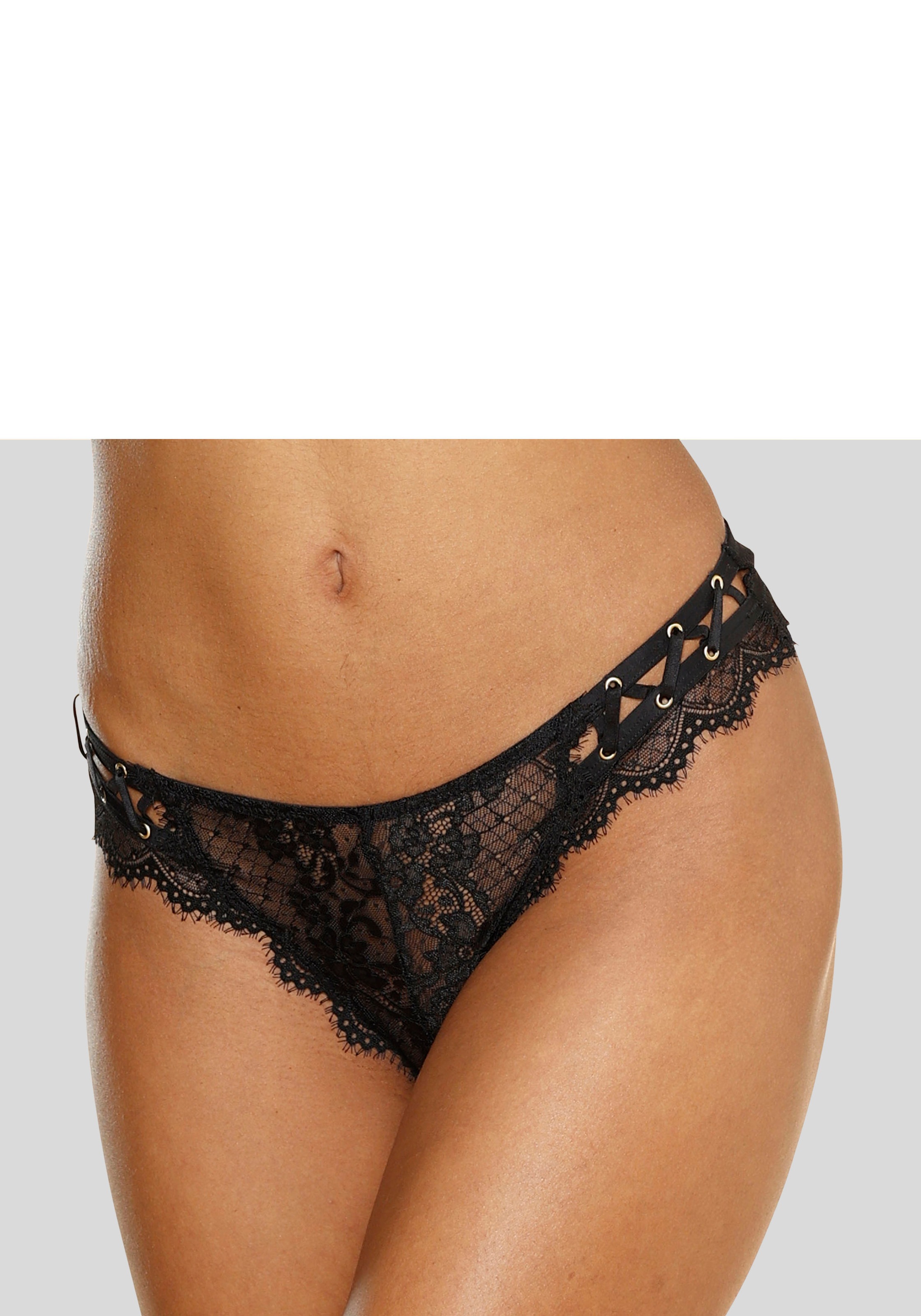 petite fleur goldfarben String, aus dezent transparenter Spitze