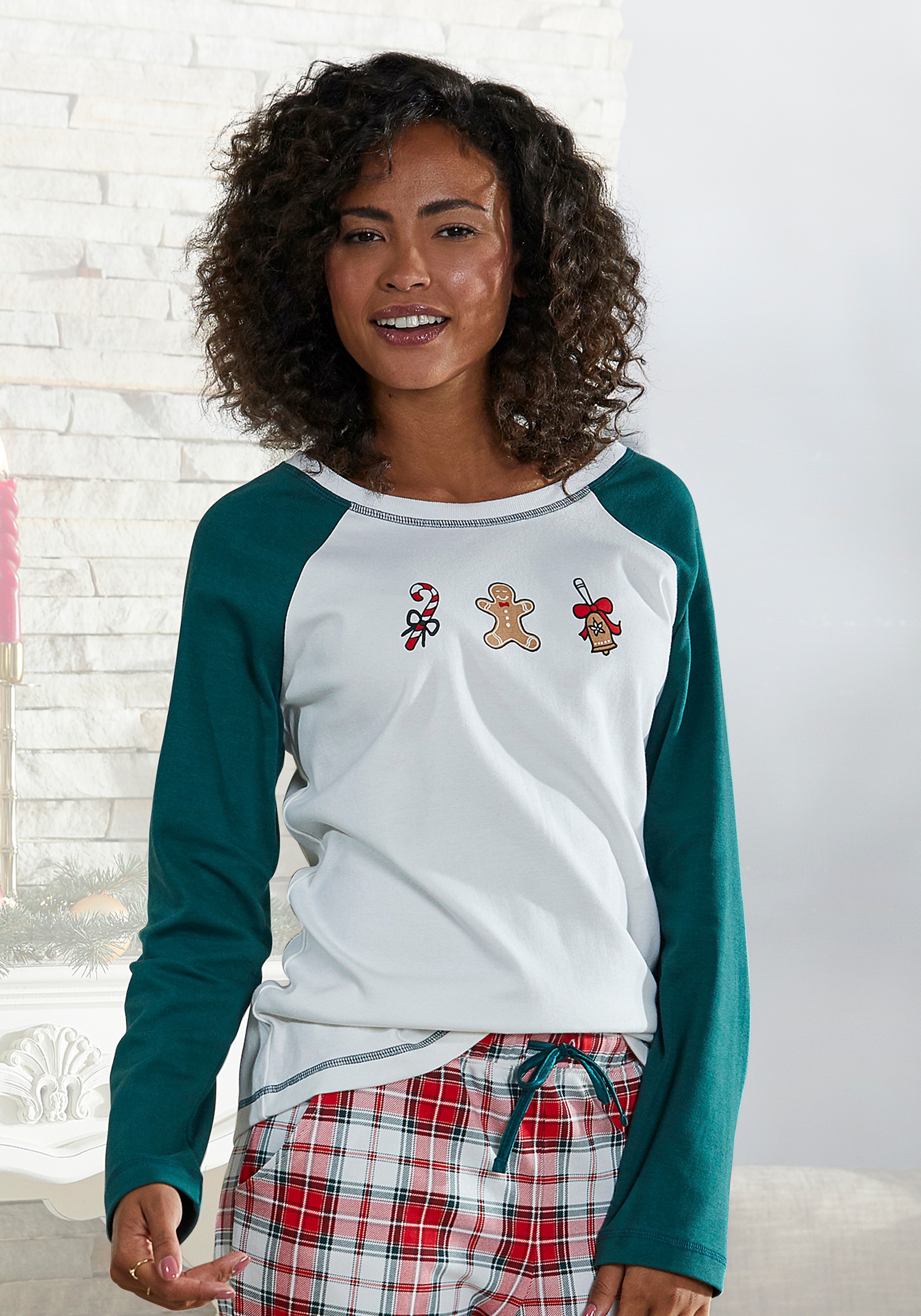 LASCANA Pyjamaoberteil, mit Frontdruck