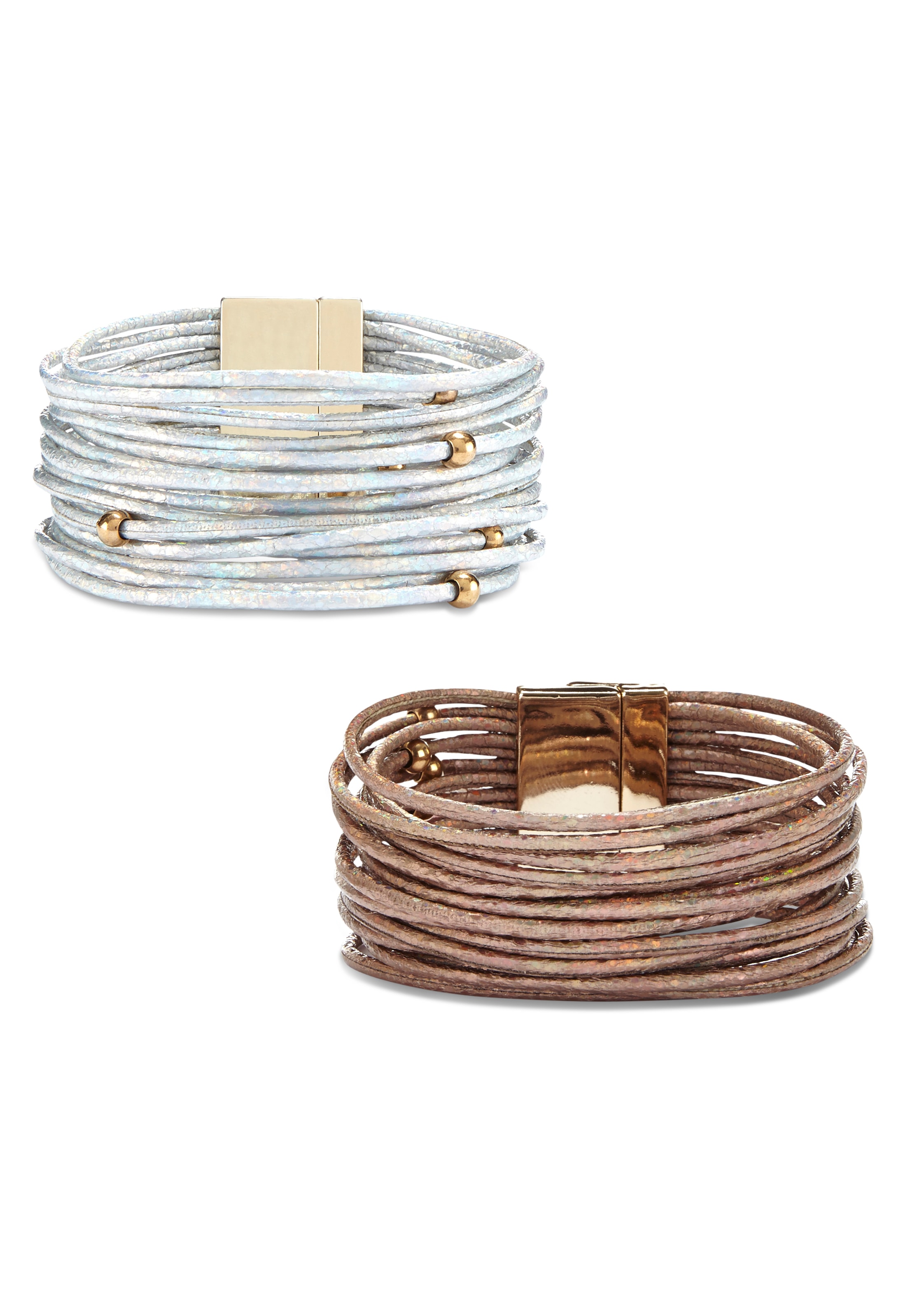 LASCANA Armband Set »Wickelarmband«, in Layer Optik mit Perlen, Magnetarmband