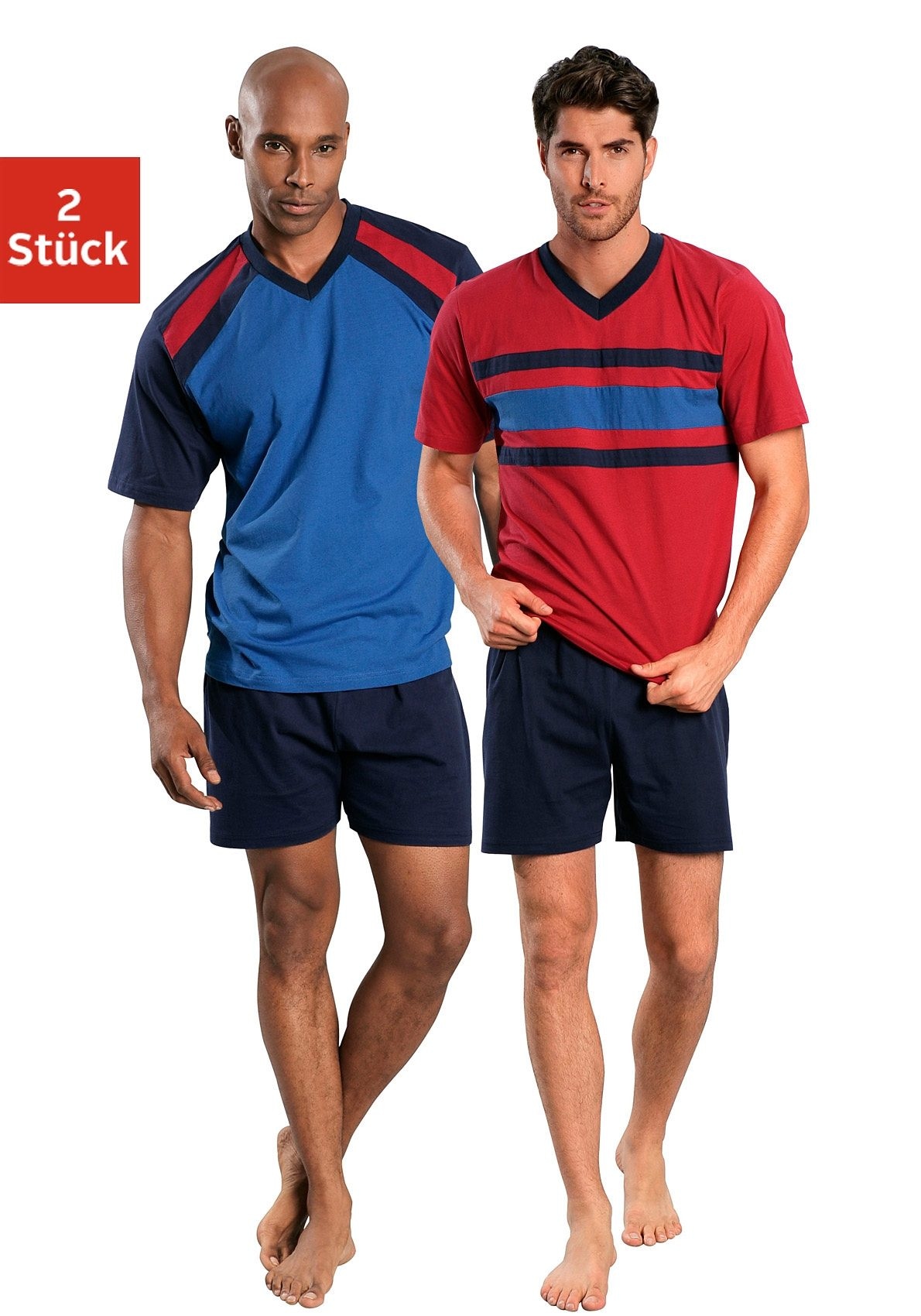 le jogger® Shorty, (Packung, 4 tlg., 2 Stück), mit V-Ausschnitt