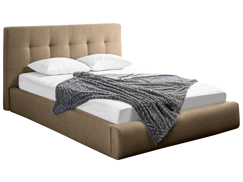 Bett NORA 140x200cm stoff hellbraun