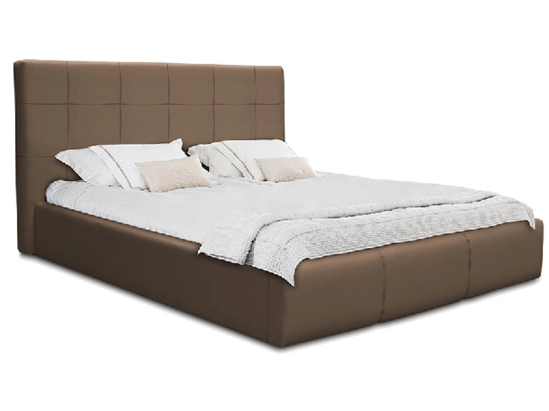 Bett NORA 140x200cm lederlook taupe