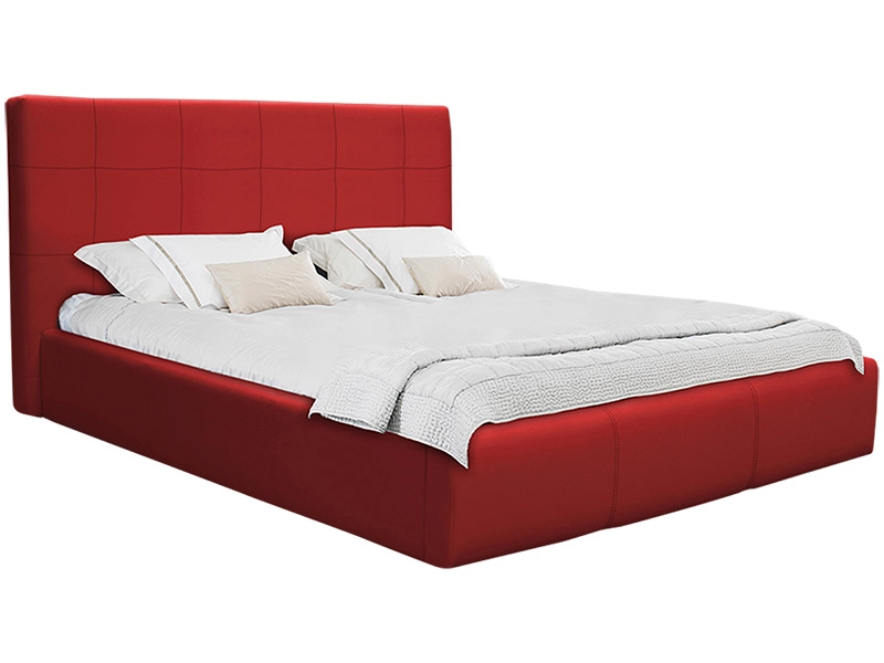 Bett NORA 140x200cm lederlook rot