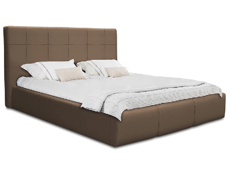 Bett NORA 160x200cm lederlook taupe