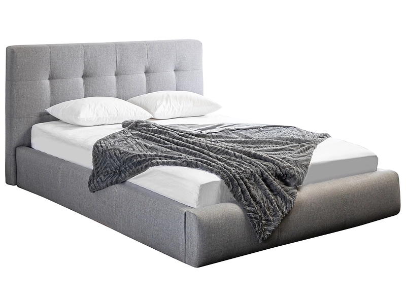 Bett NORA 180x200cm stoff hellgrau