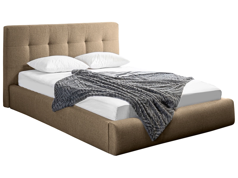 Bett NORA 180x200cm stoff hellbraun