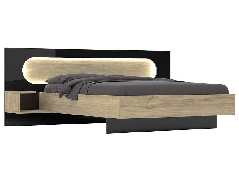 Bett ILAO 140x200cm lackiert / eiche schwarz