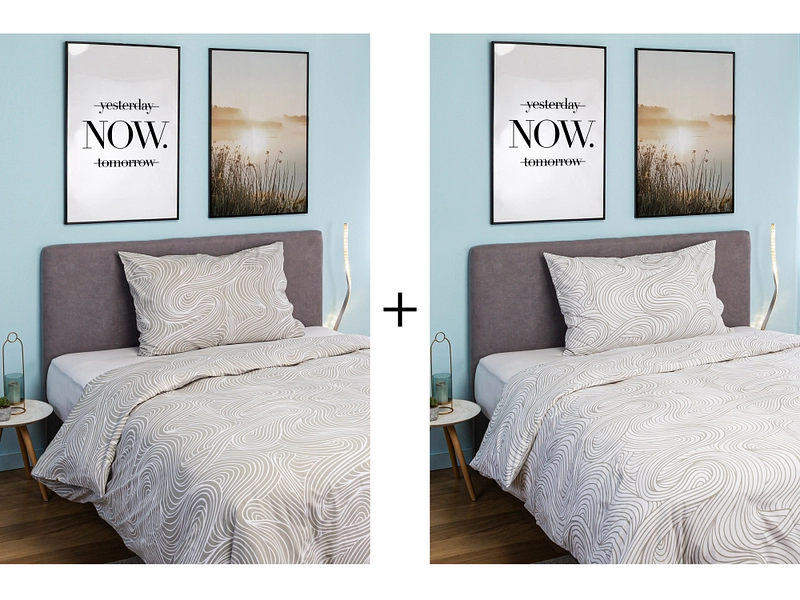 2 Bettwäsche-Sets PURE DUO 160x210cm + 1*65x100cm Baumwolle