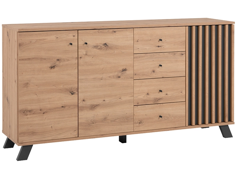 Sideboard MEDAN 3 Türen 4 Schubladen 40x160x85.1cm artisan eiche melamin