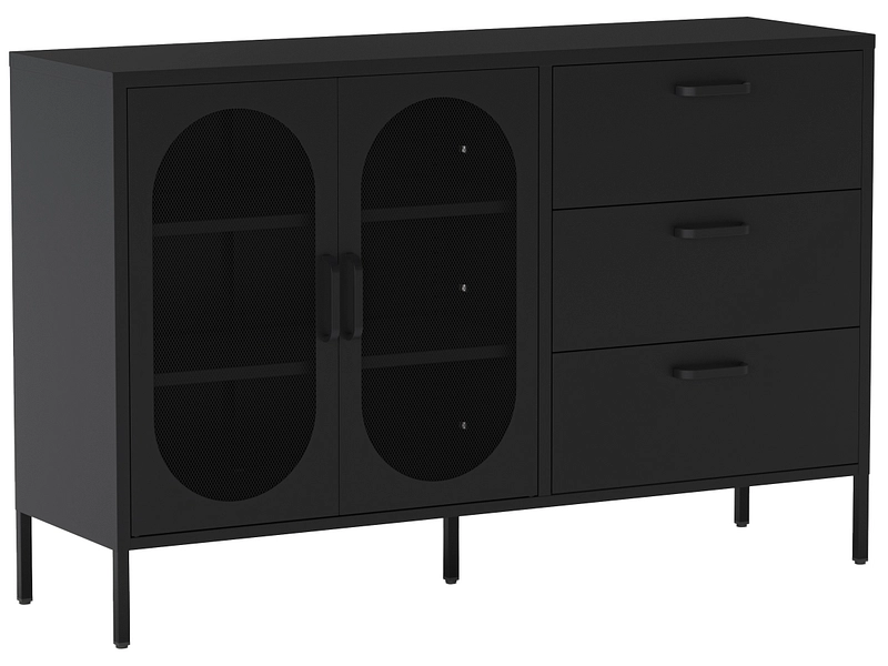 Sideboard MARCKERIC DIORA 2 Türen 3 Schubladen 40x140x90cm schwarz lackiert